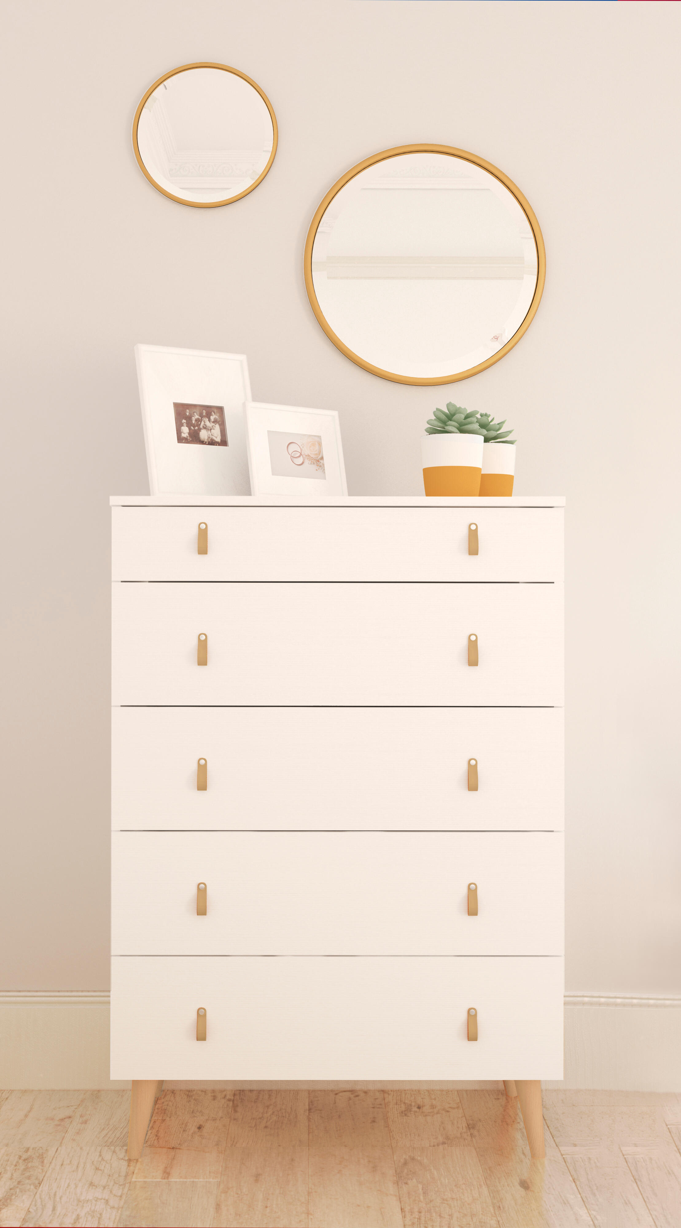 Cajonera KIT 5 cajones Serie Retro blanca 124x80x48cm (altoxanchoxfondo cm) - 2