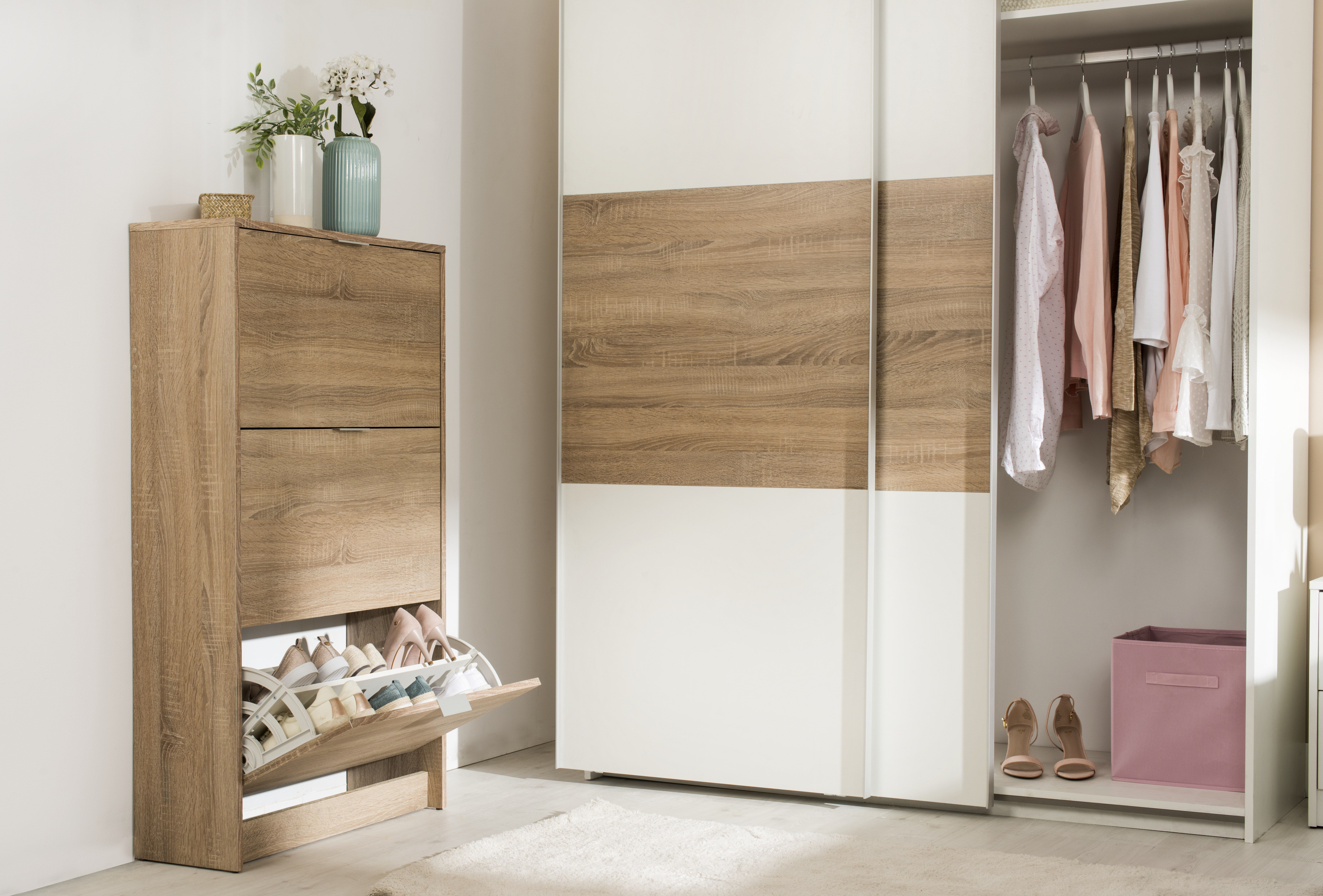 Armario puerta corredera One 150x200x60cm con 2 puertas color roble - 3