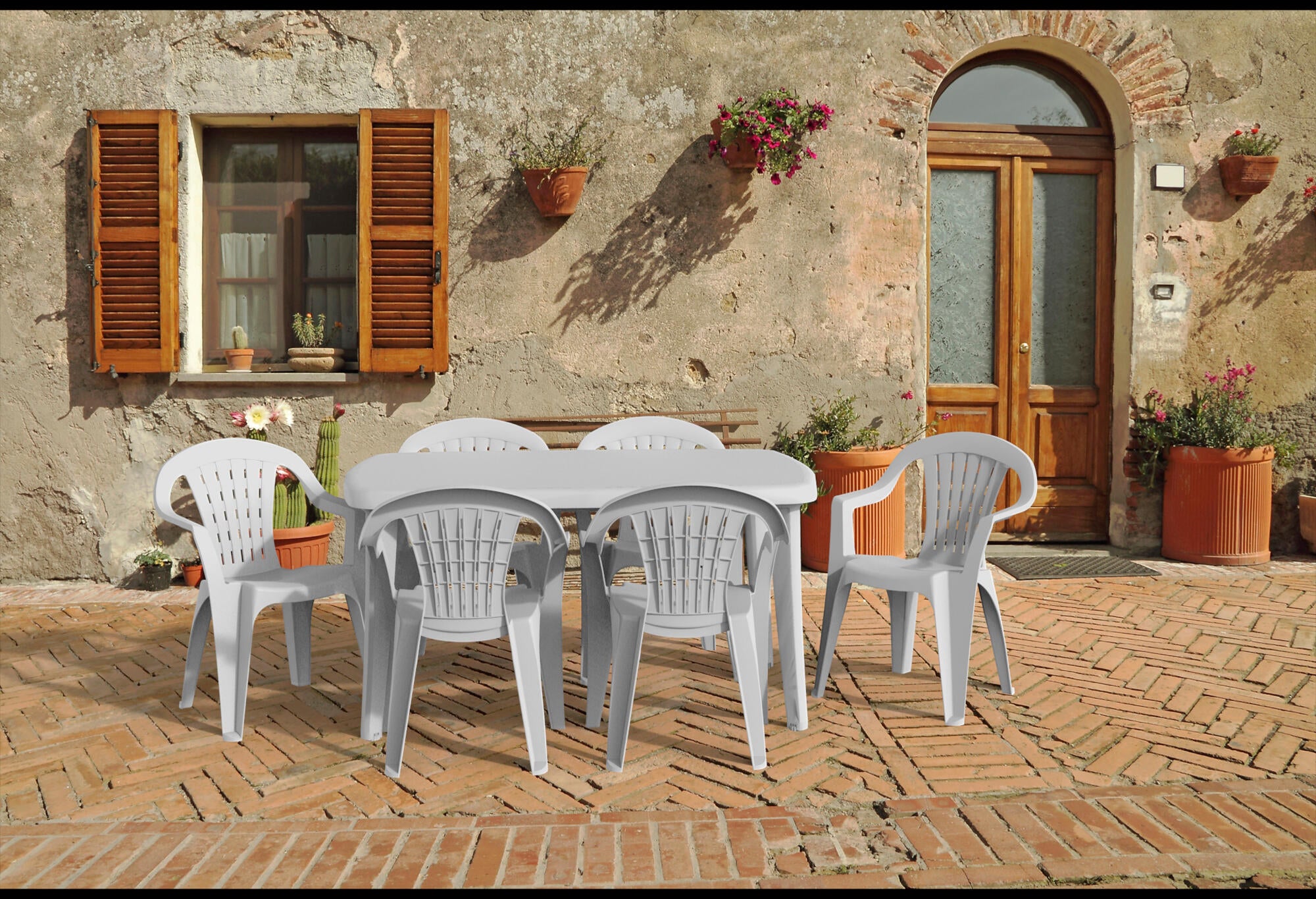 Conjunto de muebles de jardín de polipropileno tonelle para 4 comensales