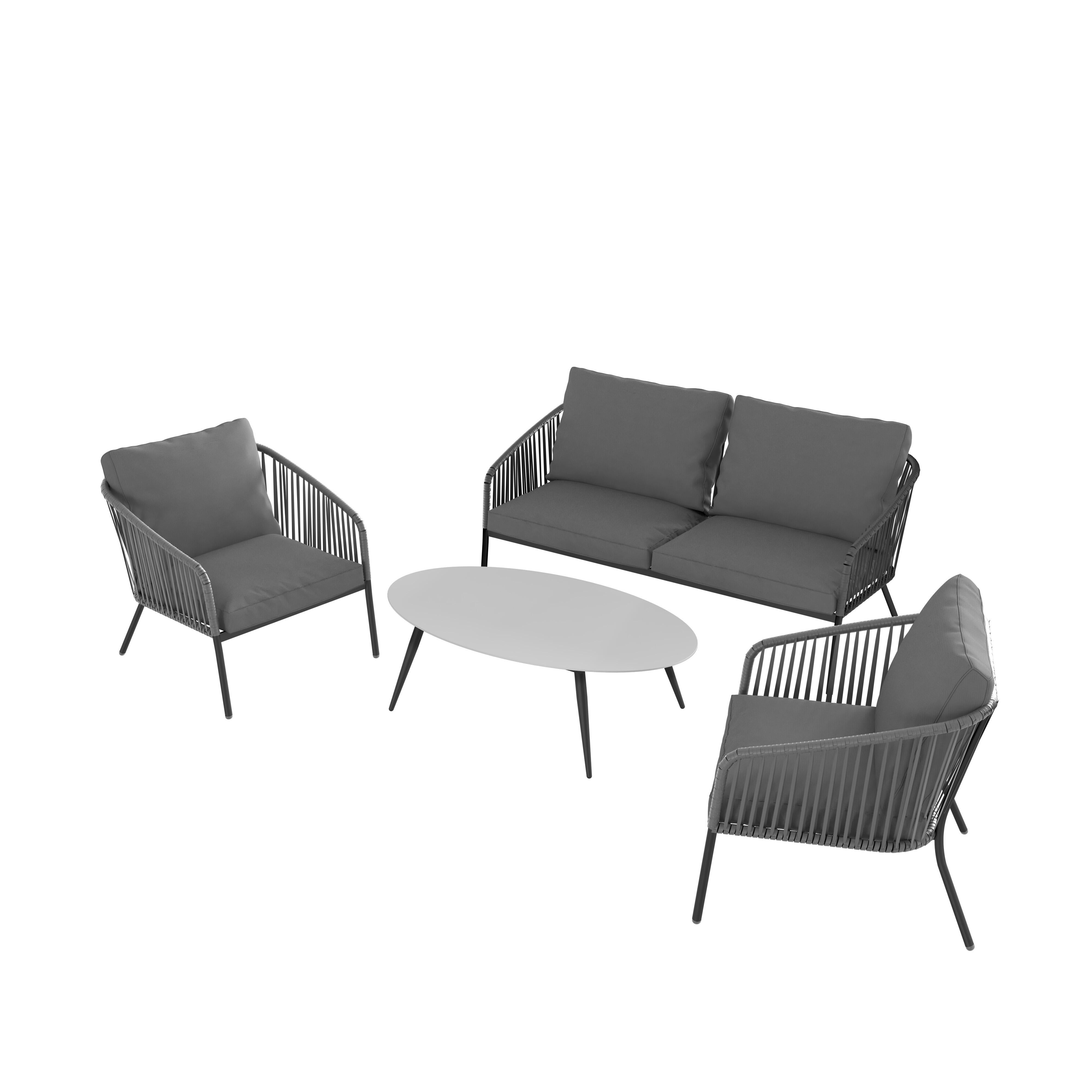 Conjunto de muebles de porche de jardín jónico de aluminio para 4 comensales