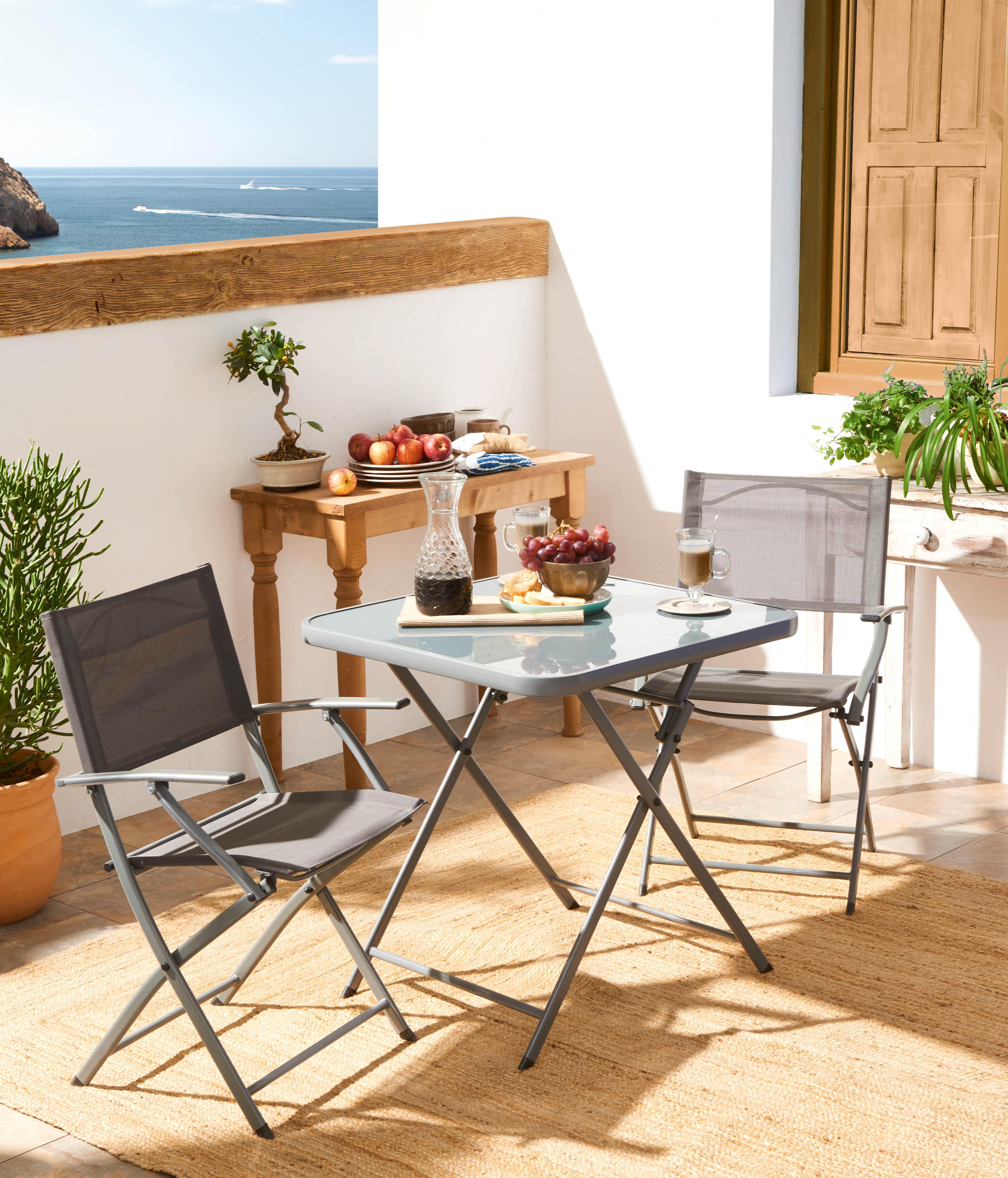 Conjunto de muebles de jardín de acero emys para 2 comensales