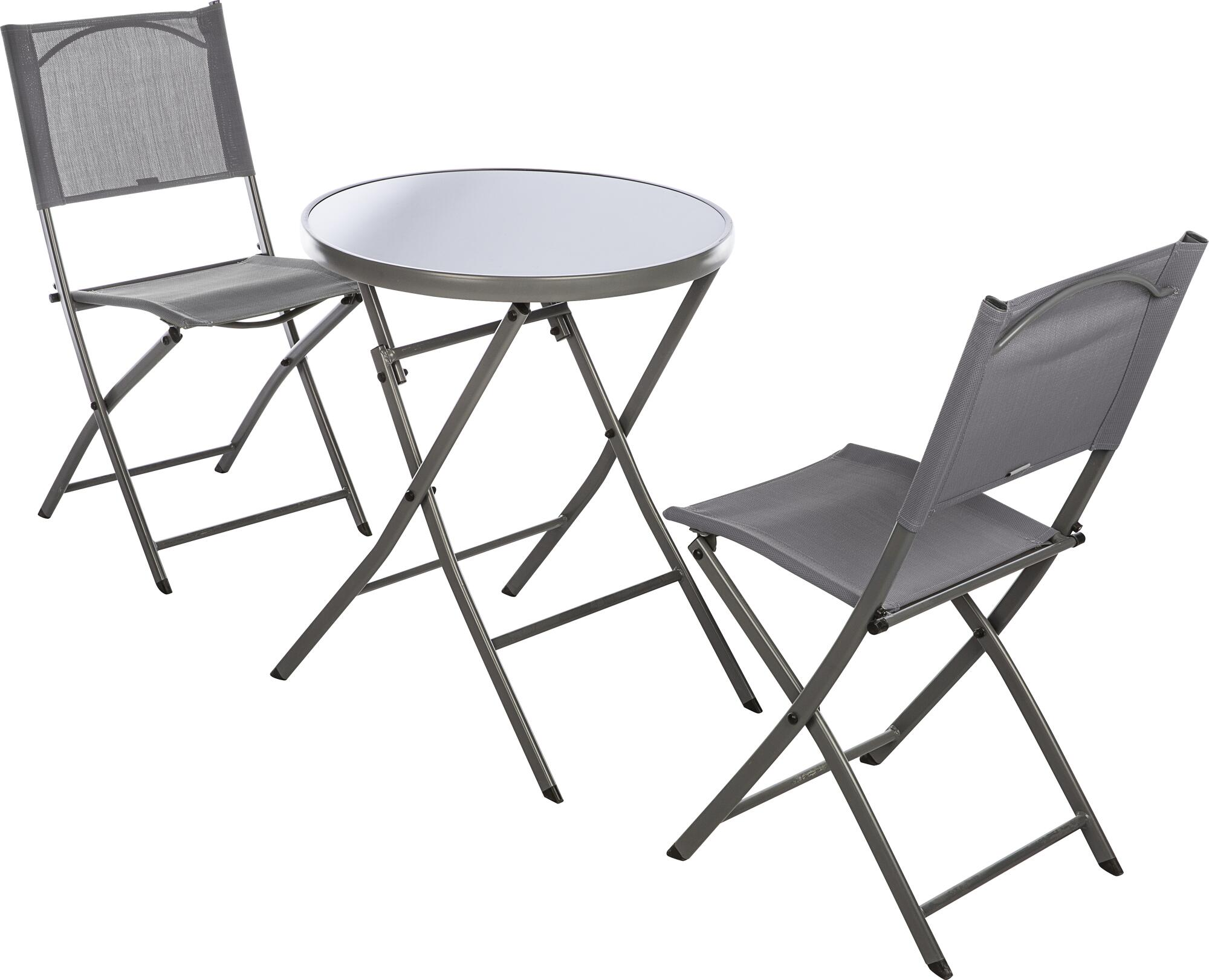 Conjunto de muebles de terraza emys de acero gris para 2 comensales