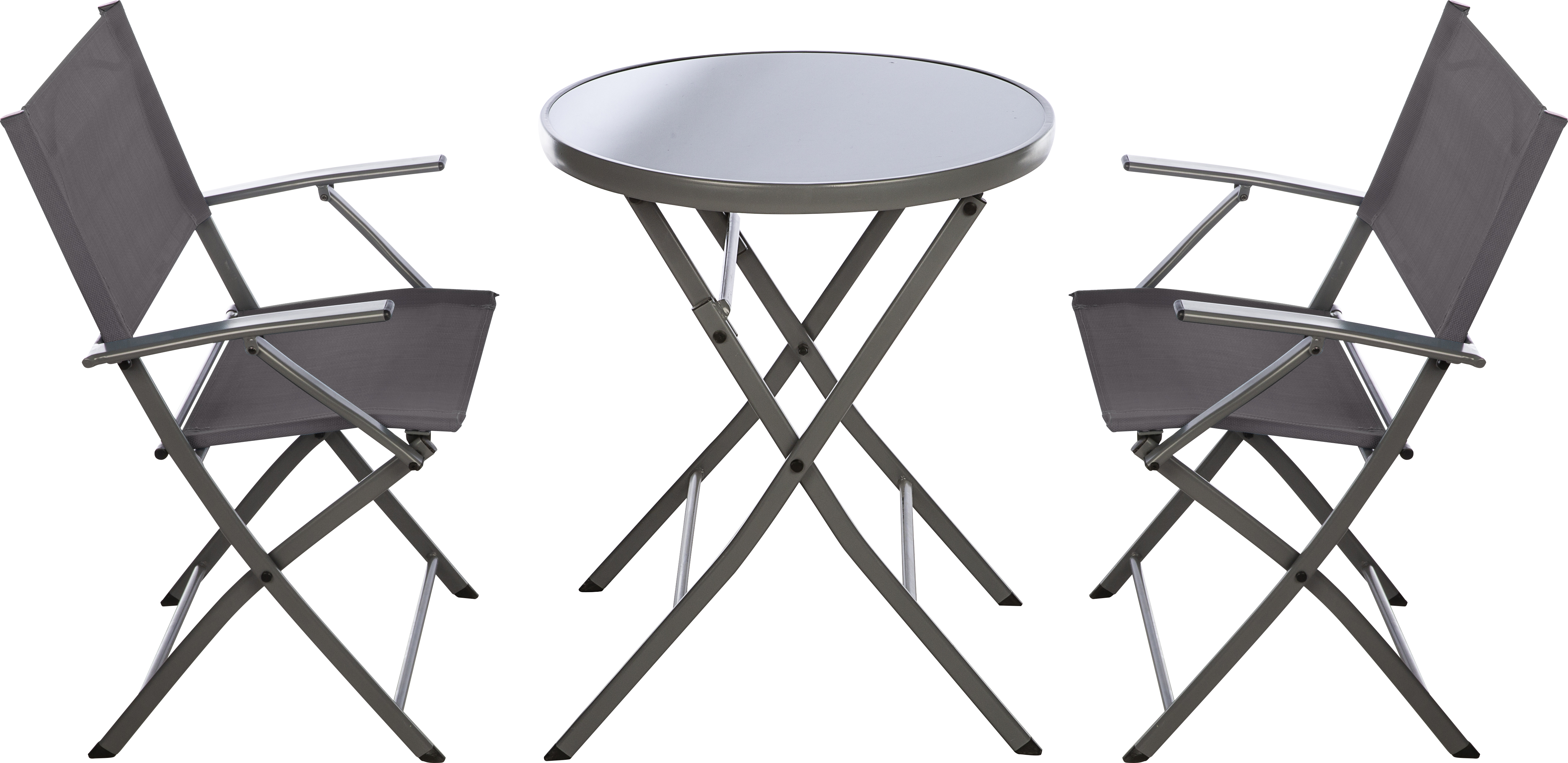 Conjunto de muebles de terraza emys de acero gris para 2 comensales