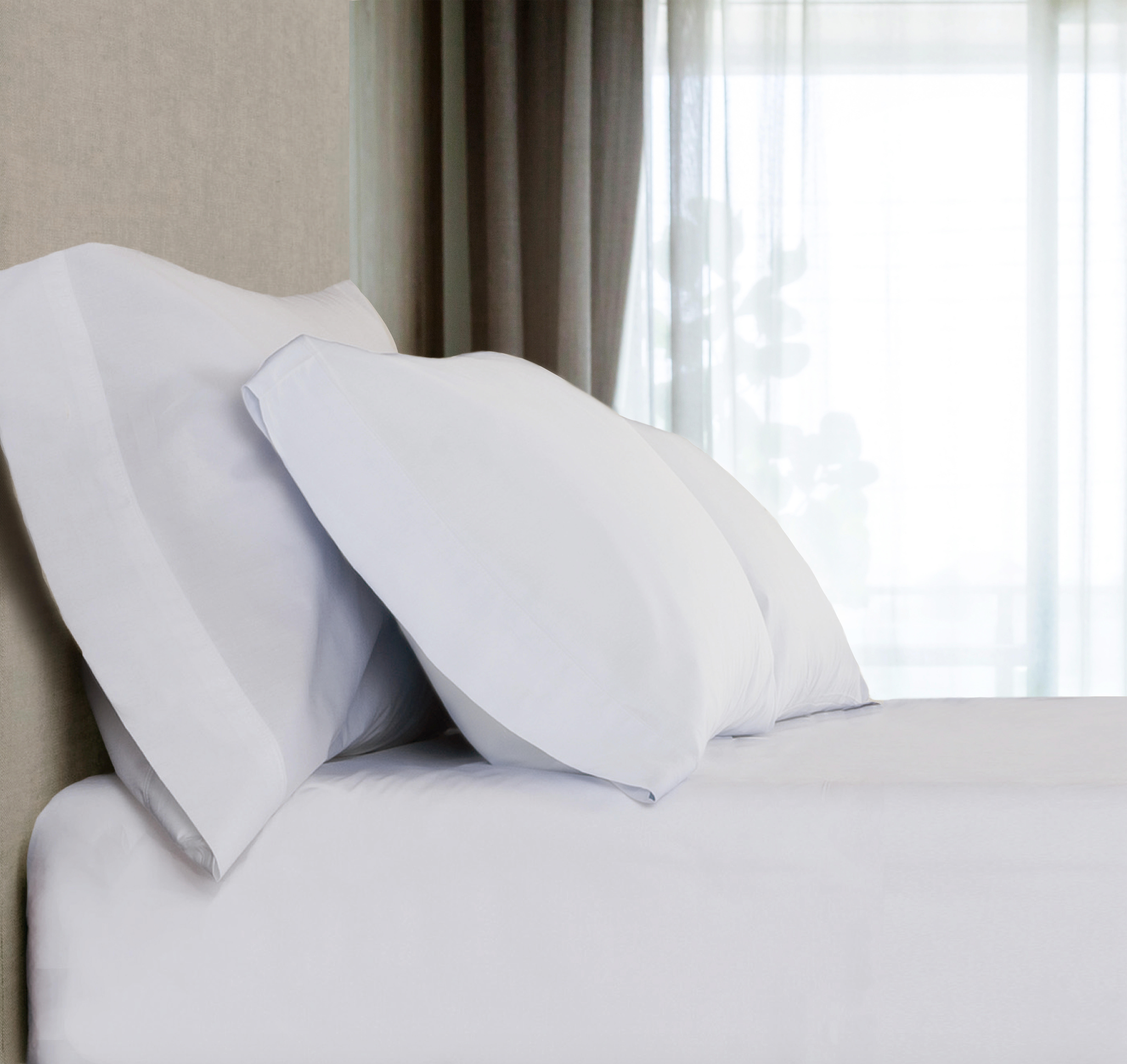 Sábana bajera con elástico algodón egipcio 300 hilos INSPIRE Egipcio 300 blanco 135x290 para cama de 135 cm - 4