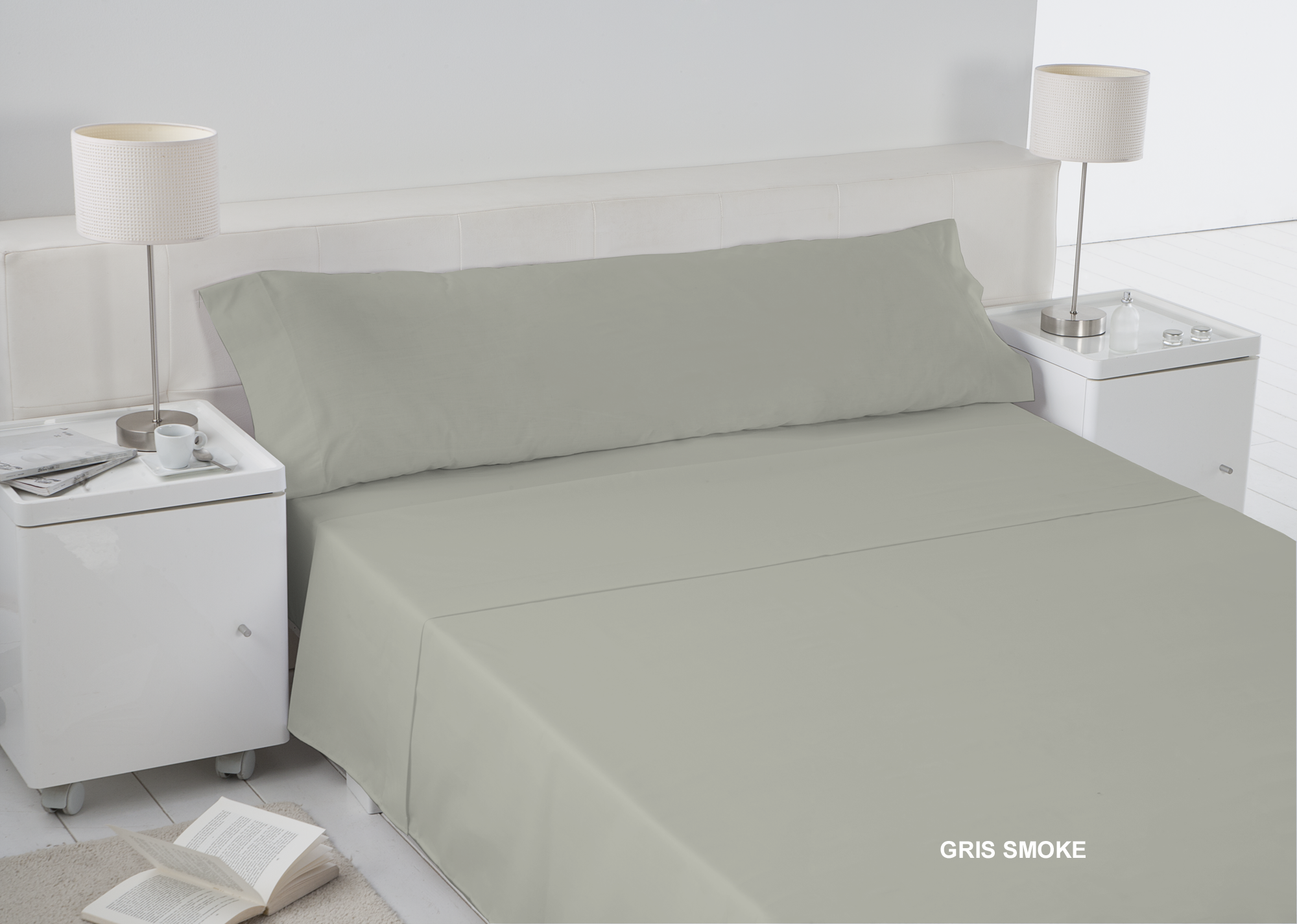 Sábana encimera de esencial gris smoke para cama de 180 cm