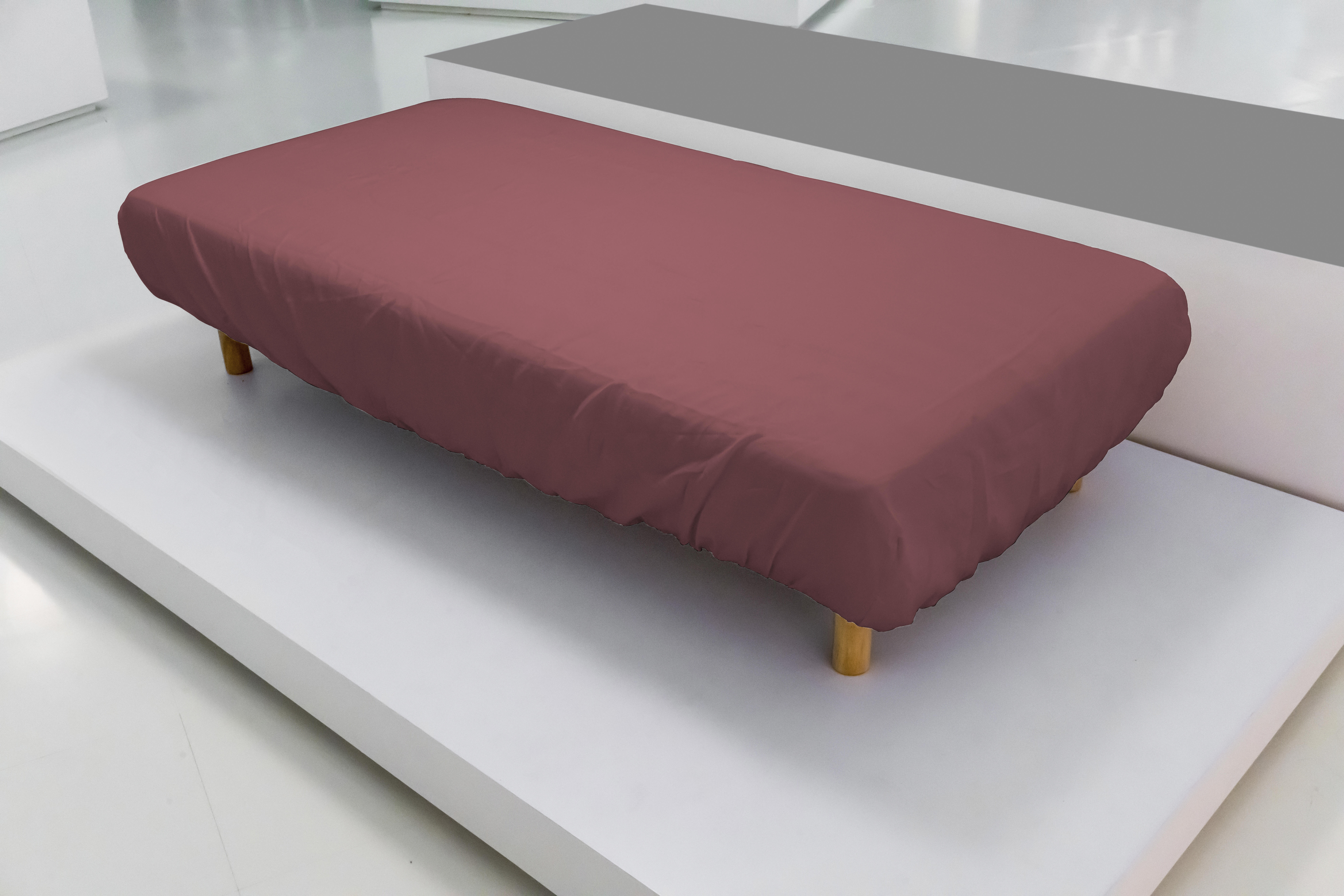 Sábana bajera con elástico algodón percal 200 hilos wash grament rojo ahumado 105x200 para cama de 105 cm