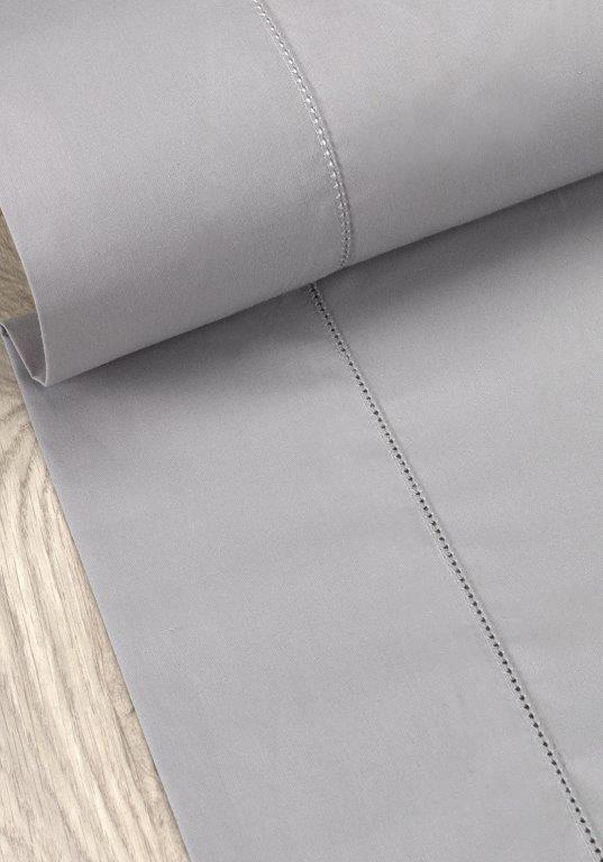 Sábana encimera Vainica algodón percal 200 hilos gris 210x270 para cama 135 cm - 3