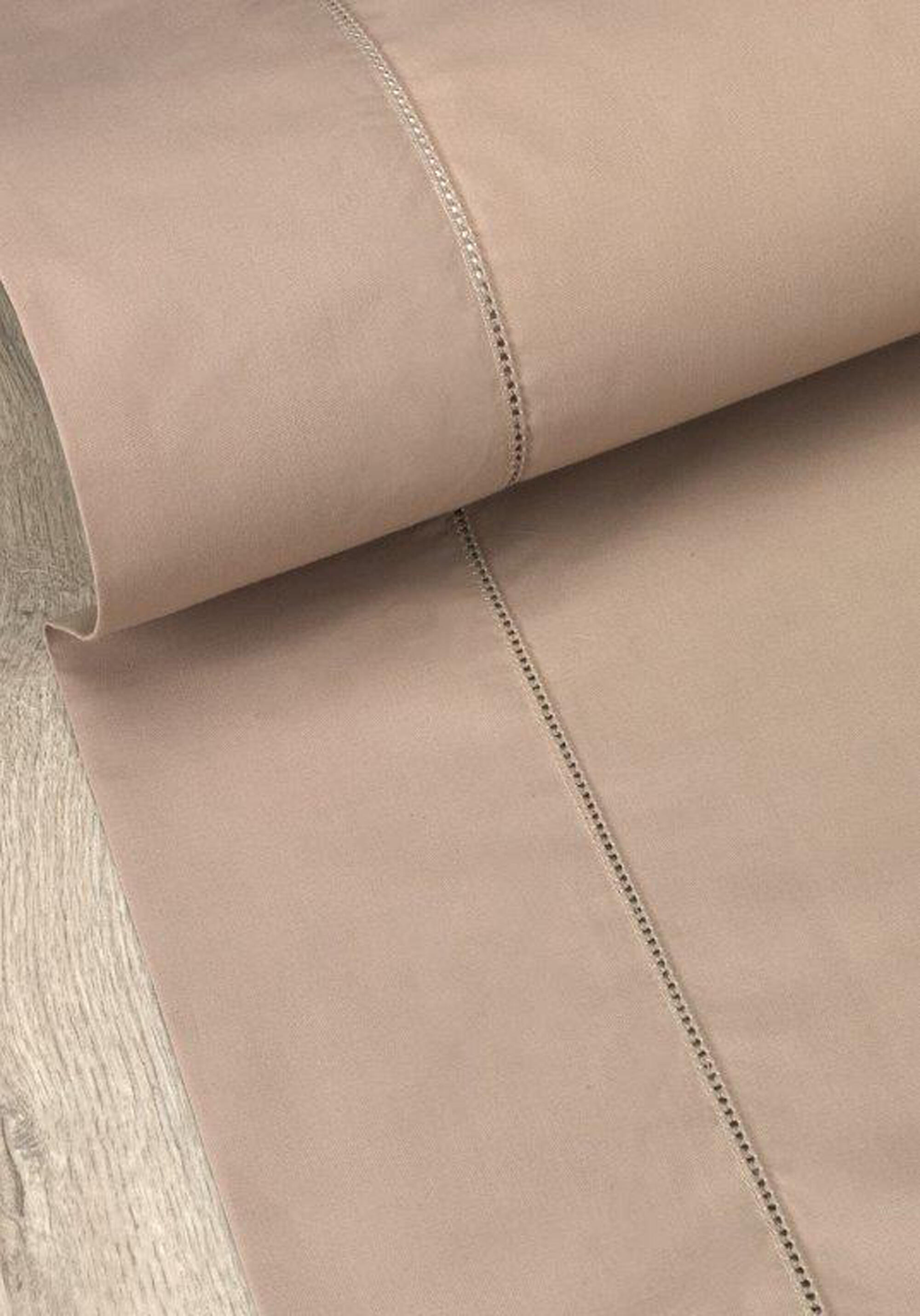 Sábana bajera con elástico algodón percal 200 hilos Vainica beige visón 135x200 para cama de 135 cm - 3