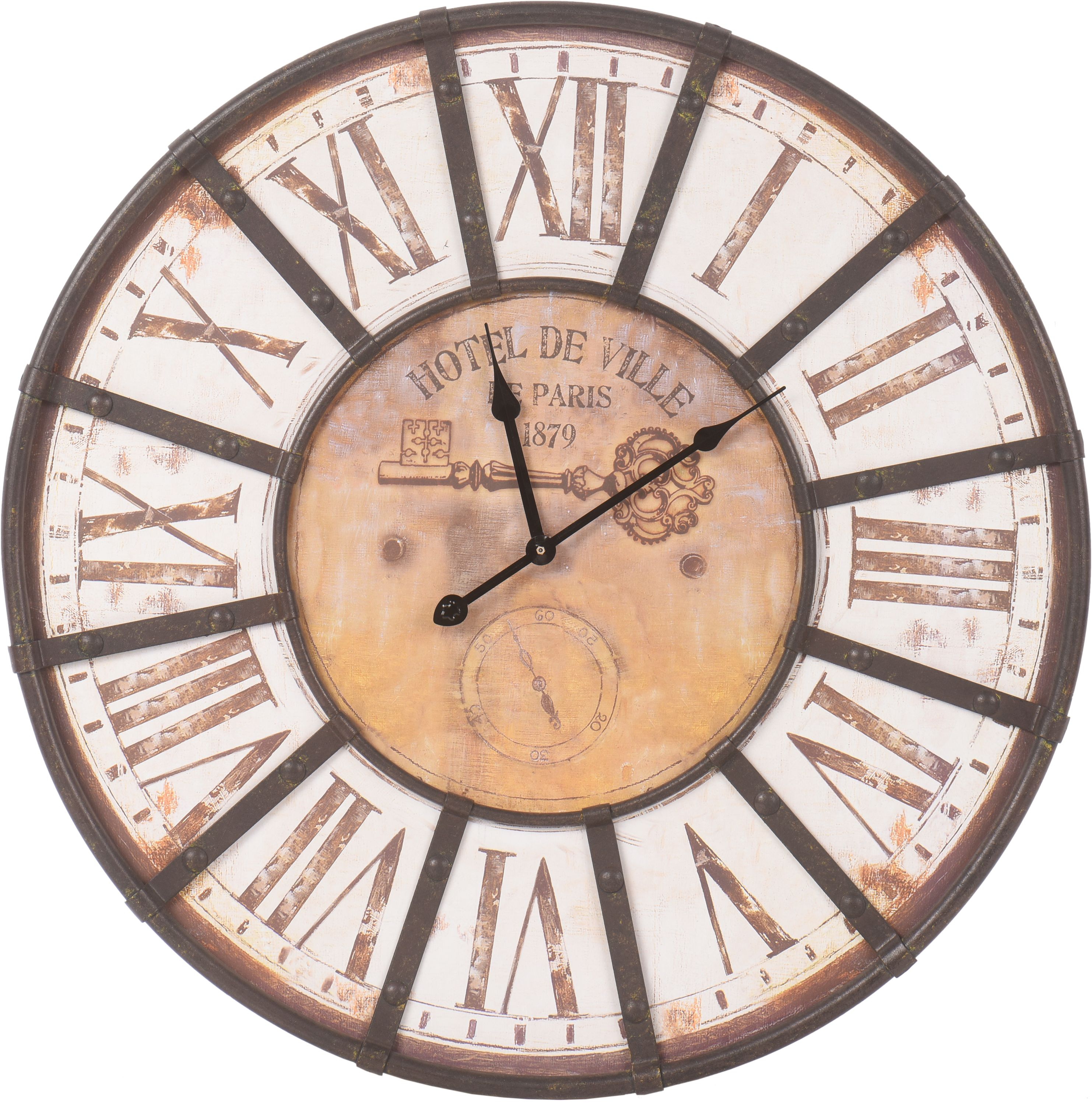 Reloj de pared redondo marron Charme Industrial O60 cm Leroy Merlin