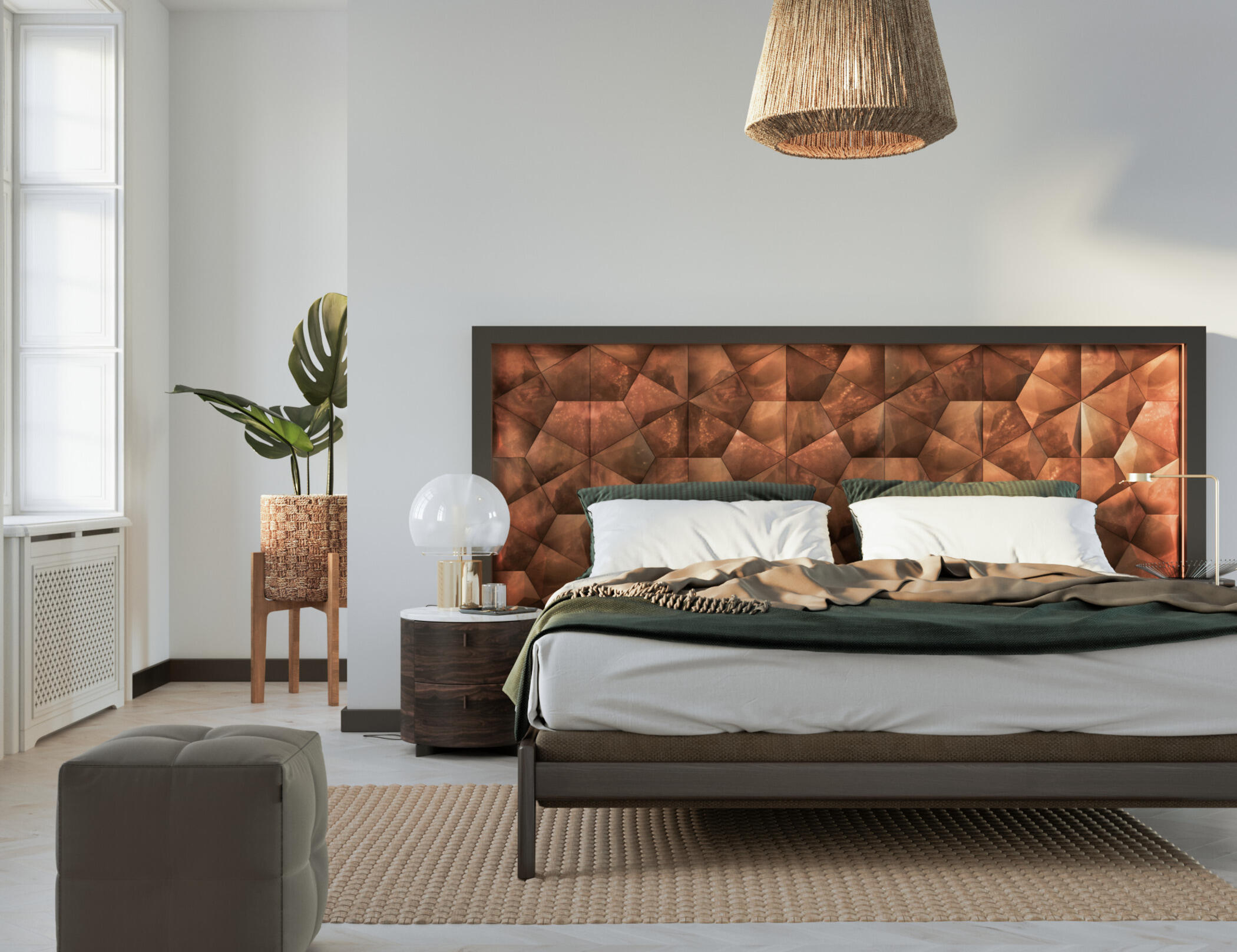 Cabecero de cama niza con led efecto óxido de 182x88x6.5cm(anchoxaltoxfondo)