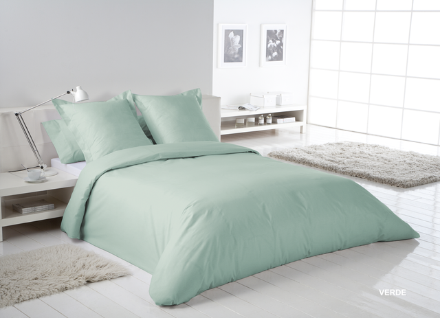 Sábana encimera Pespunte verde para cama de 105 cm