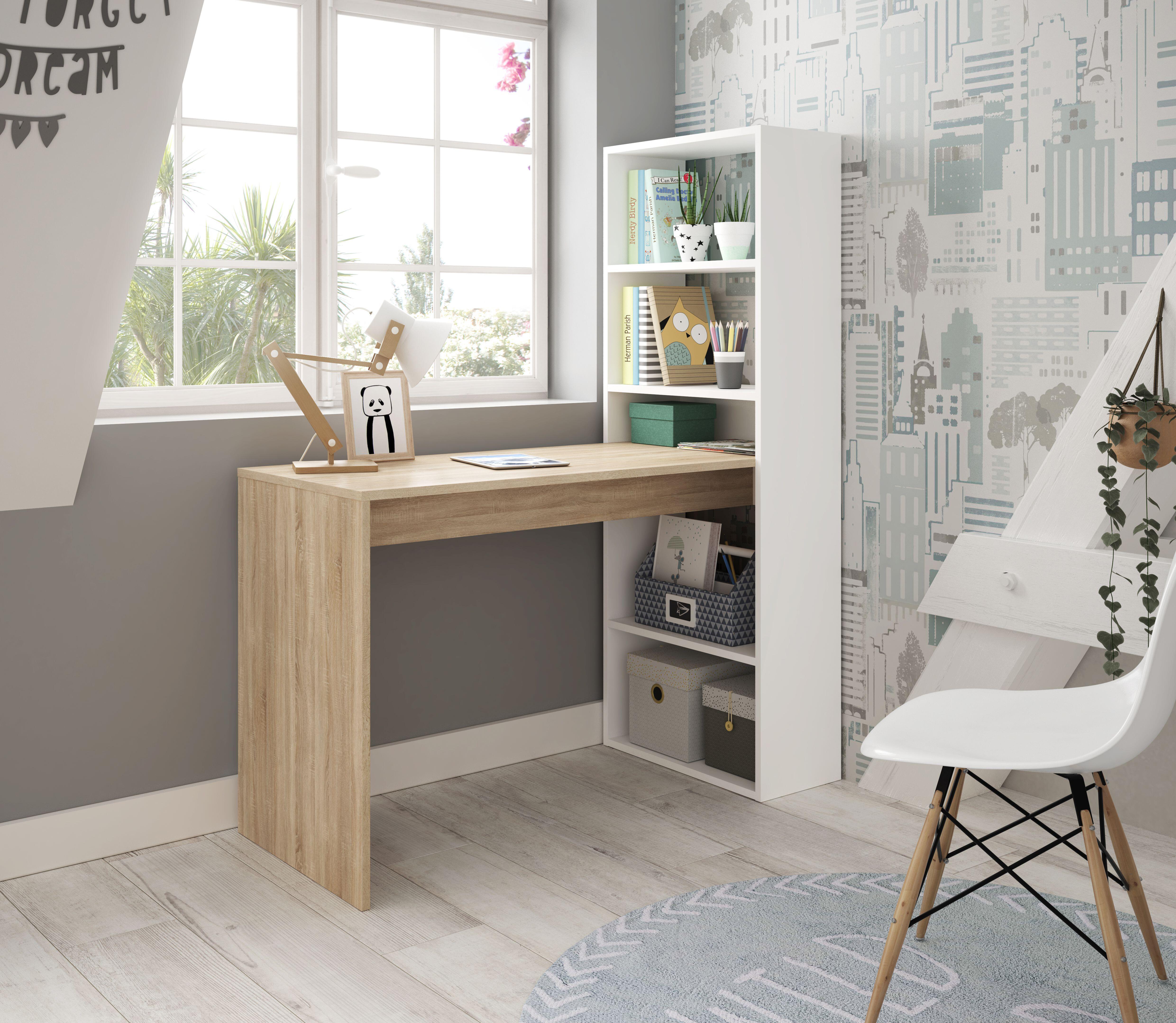 Fores  Mesa Escritorio Duplo Y Roble 120X53x144 Cm Blanco , Leroy Merlin