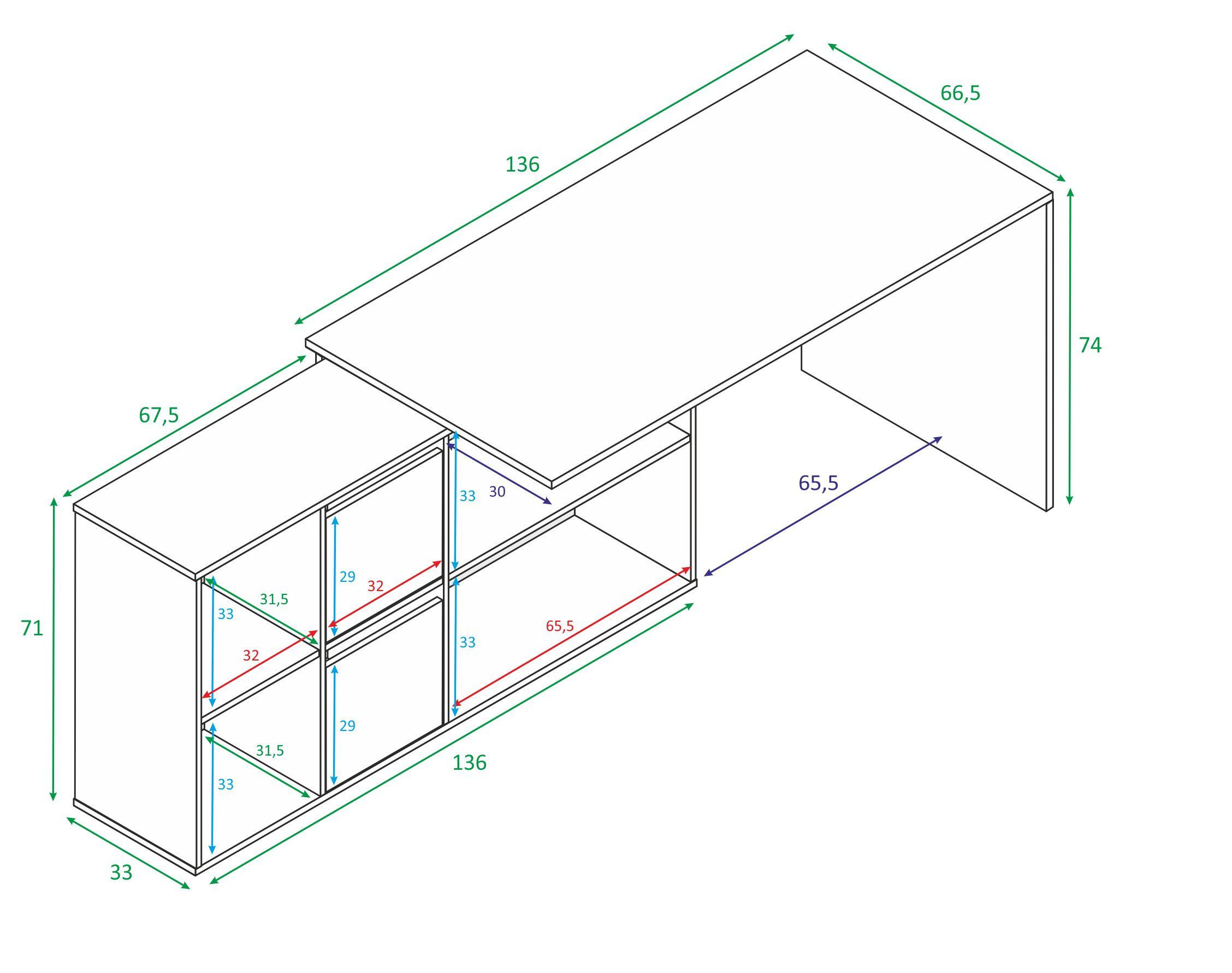 Mesa escritorio Adapta plus blanco artik y cemento 136x66x74 cm - 11