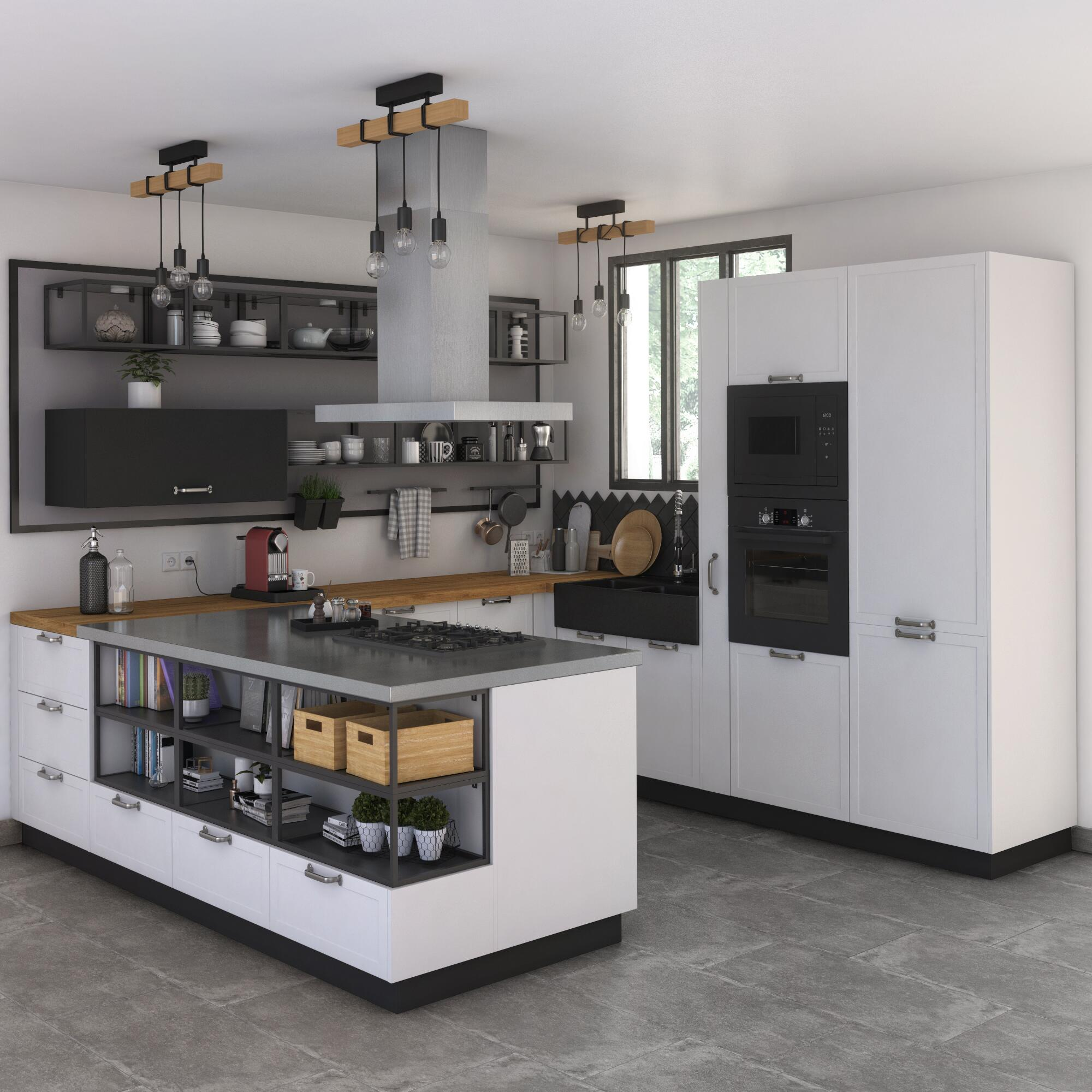 Modelo 3D gratis de una cocina completa con muebles de madera