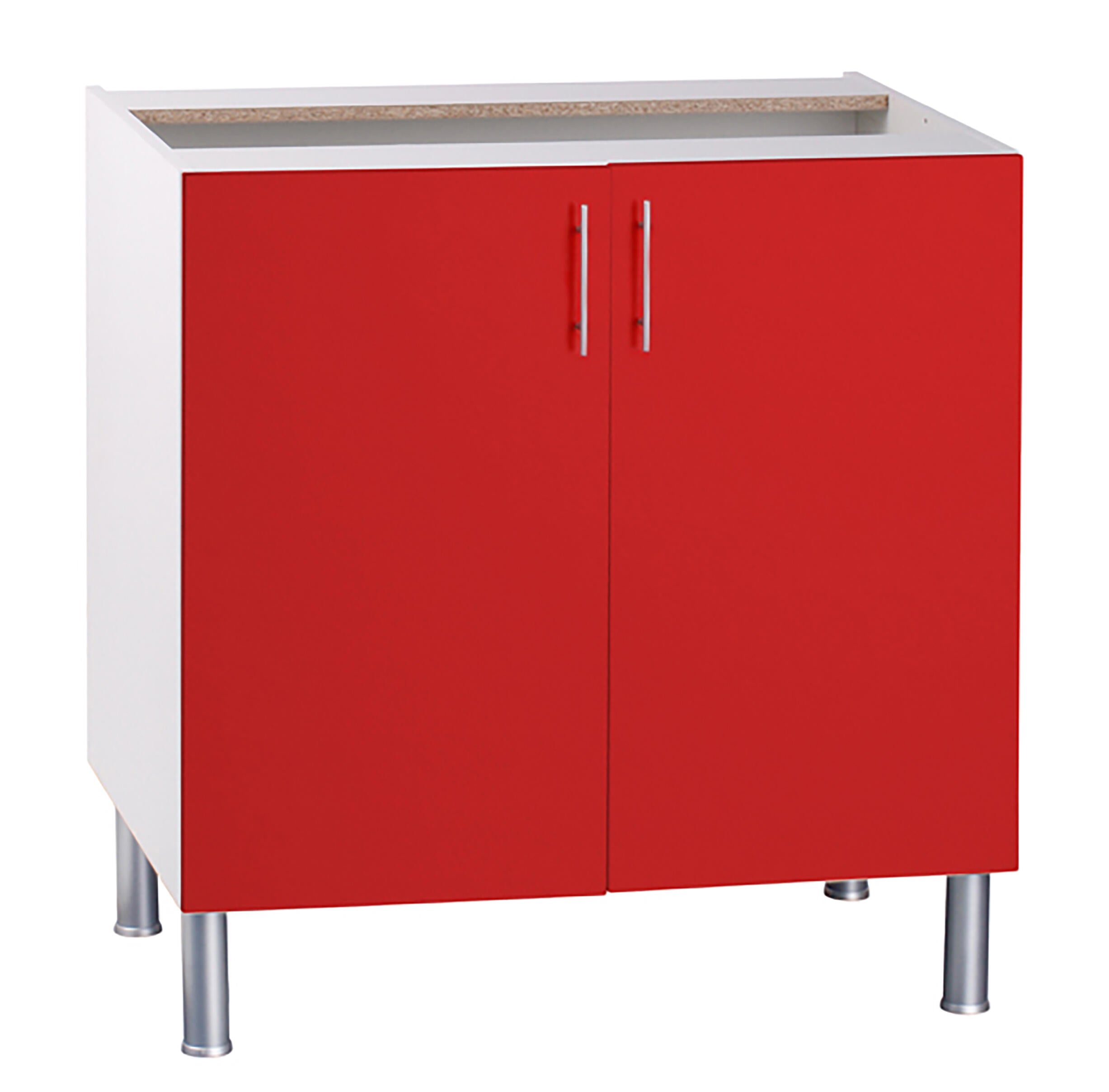 Mueble bajo basic rojo 2 puertas fabricado en aglomerado 80 x 70 cm
