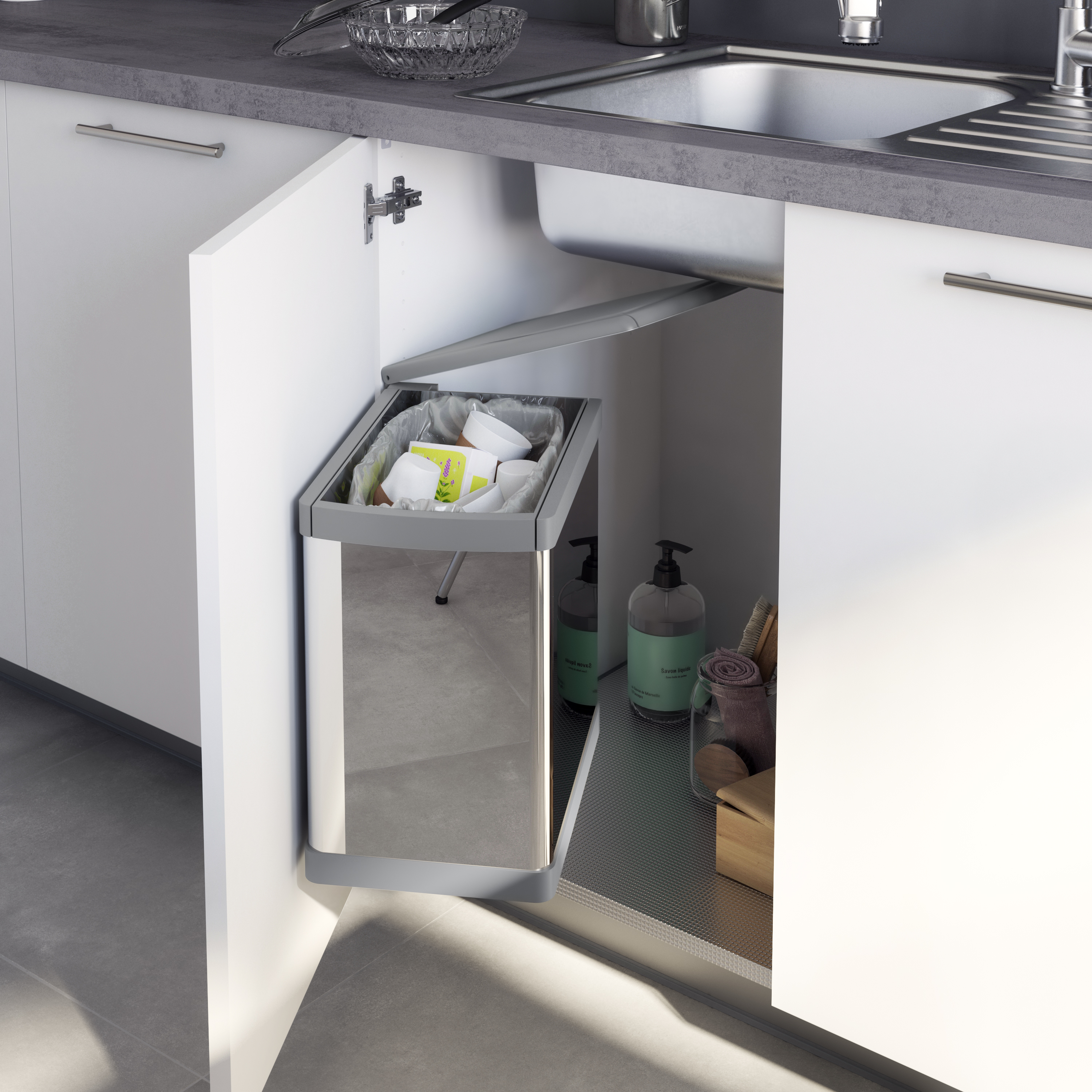 Balde de lixo extraível DELINIA AÇO INOX E PLÁSTICO 23L UNIVERSAL - 3