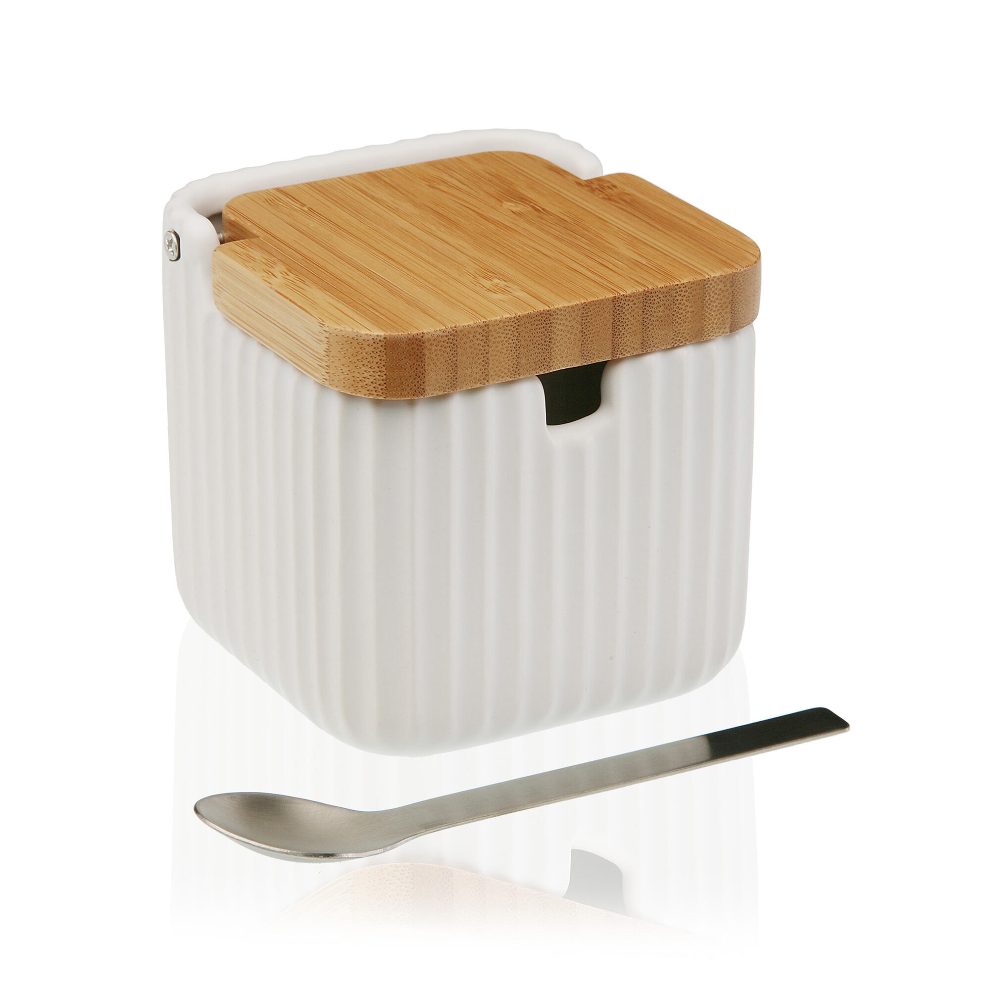 Azucarero blanco con cuchara 9,5x9x11