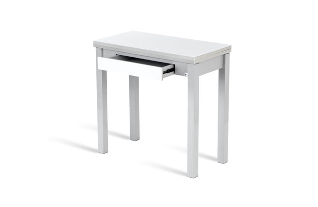 Mesa de cocina extensible LIVRO 80x40(80) cristal blanco