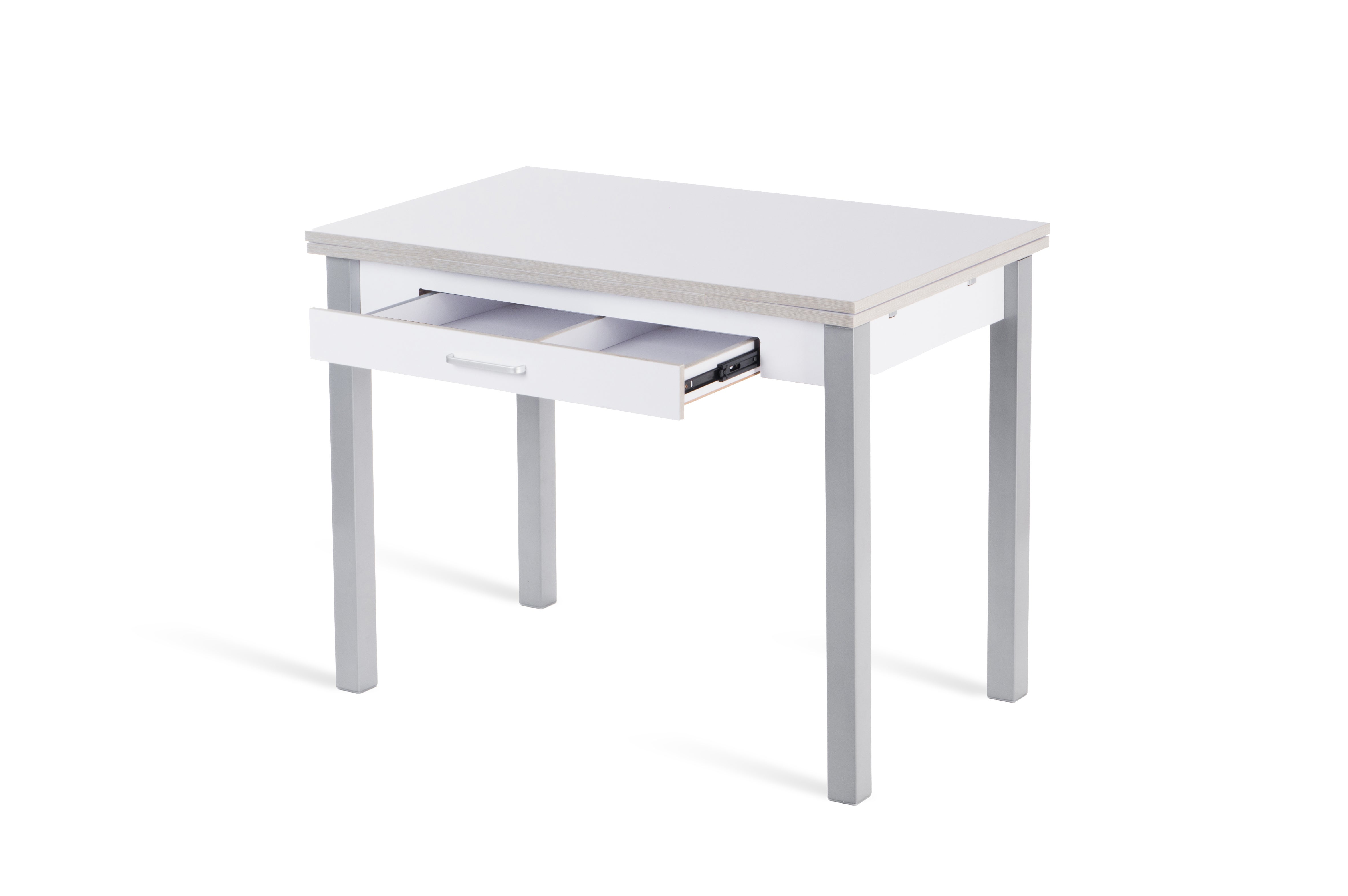 Mesa cocina extensible madera jazmin de 100 a 150 cm blanco