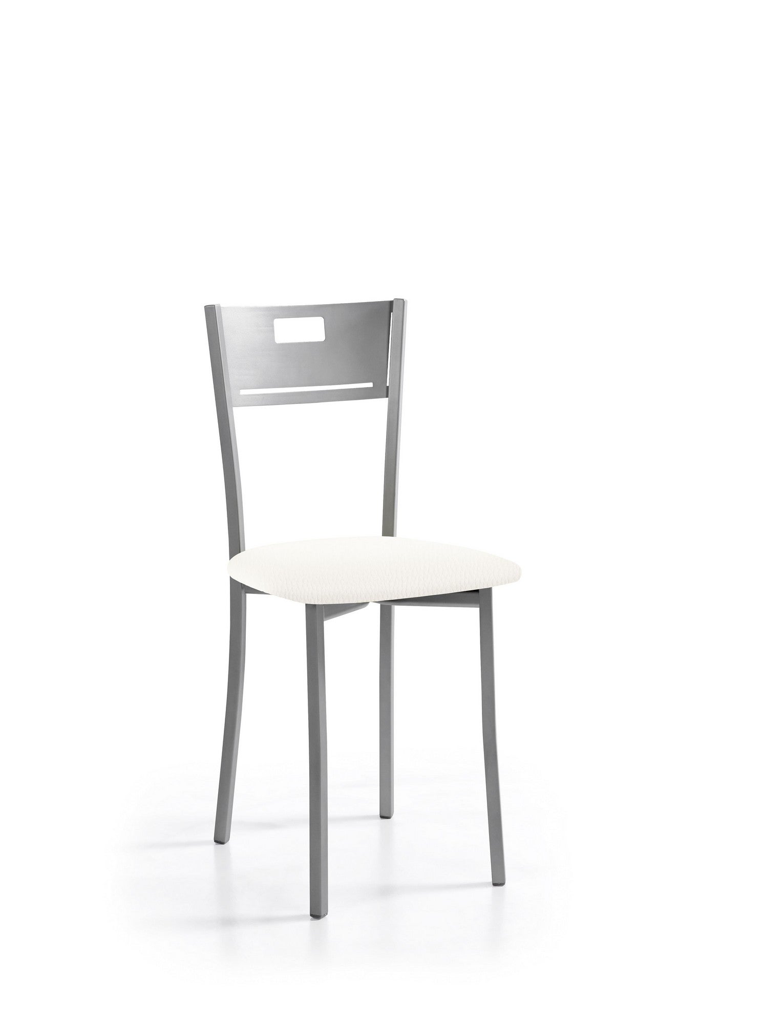 Silla isa armazon aluminio asiento polipiel blanco