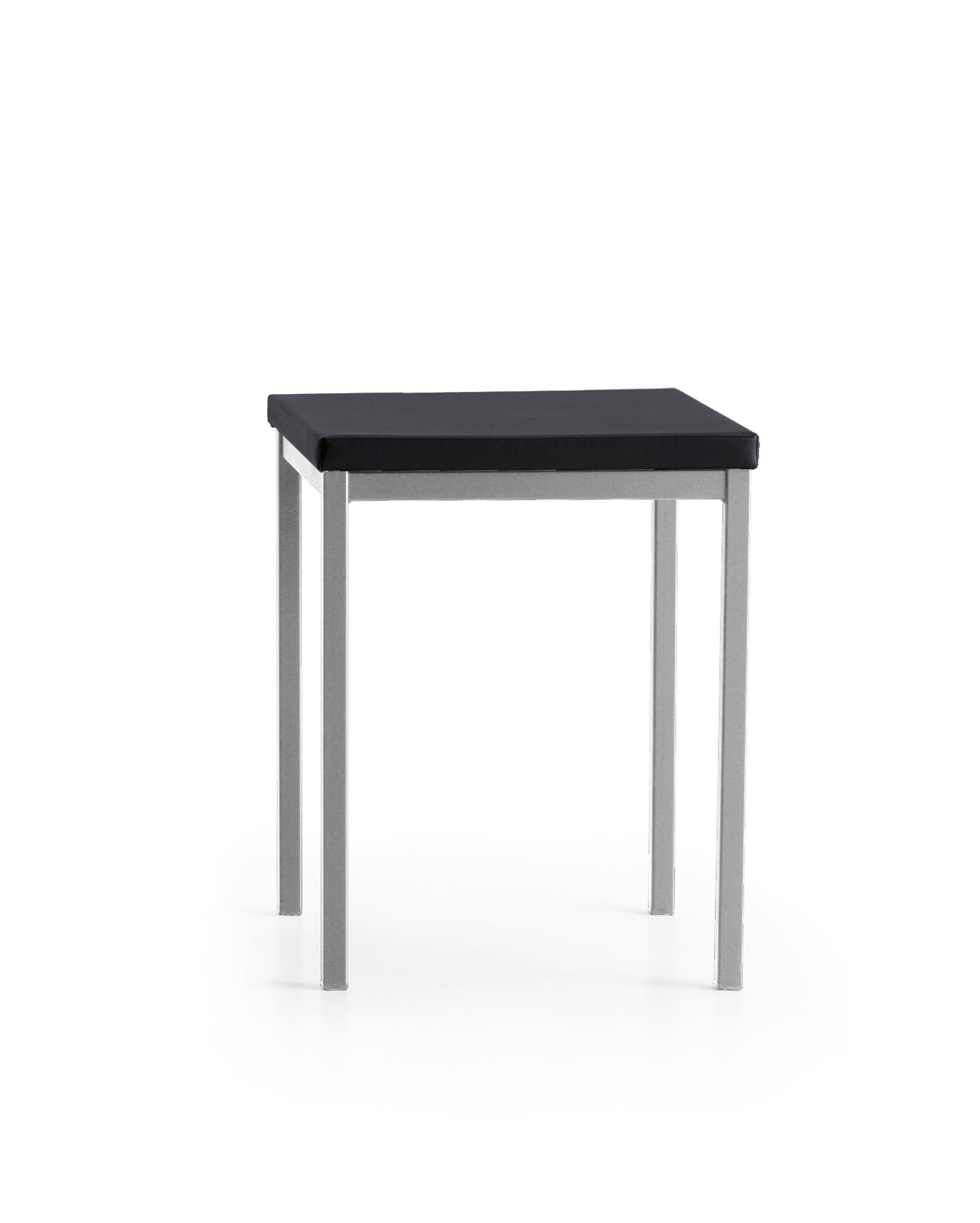 Taburete freddy metal plata asiento polipiel negro