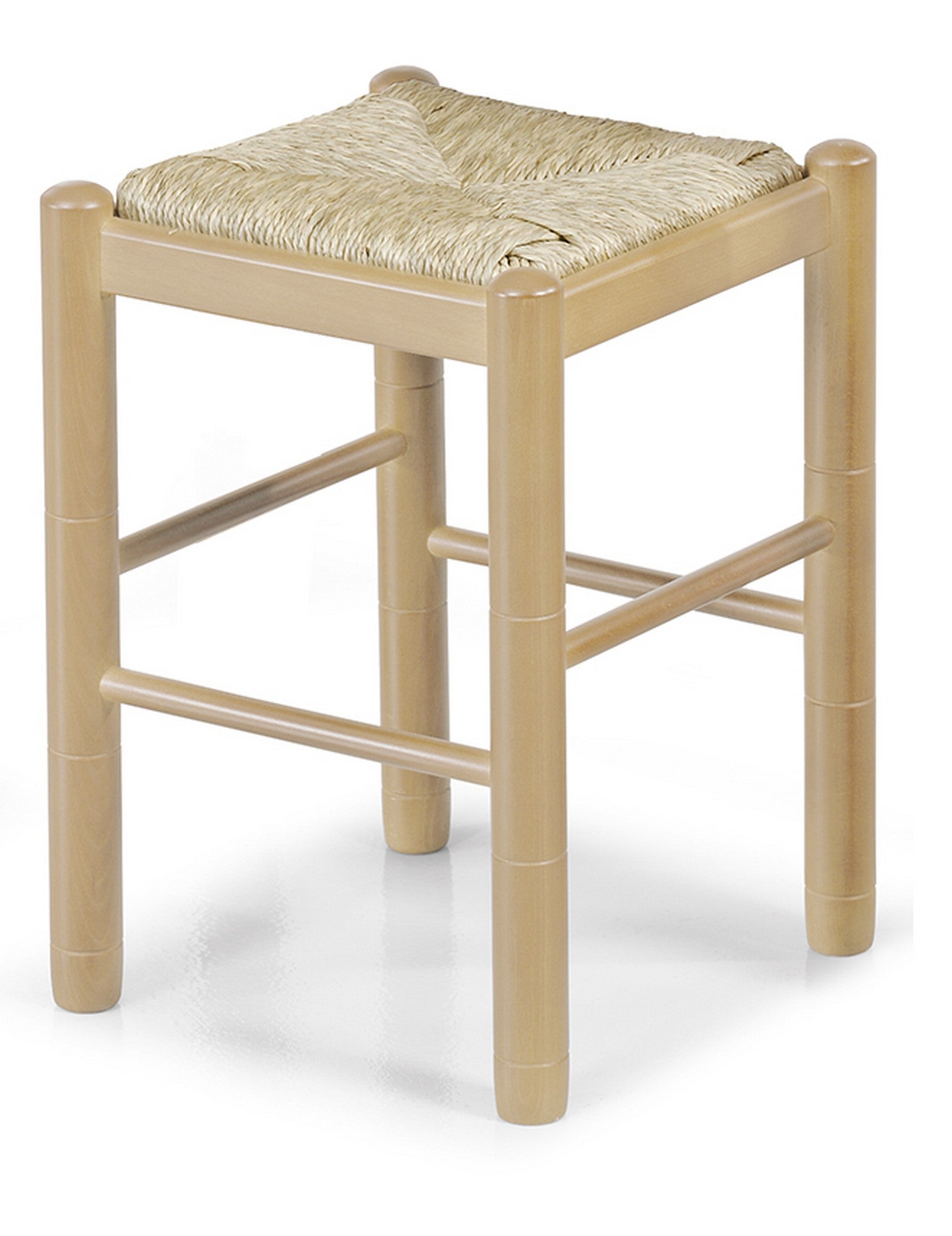 Taburete bajo cocina monica barnizado natural asiento anea natural