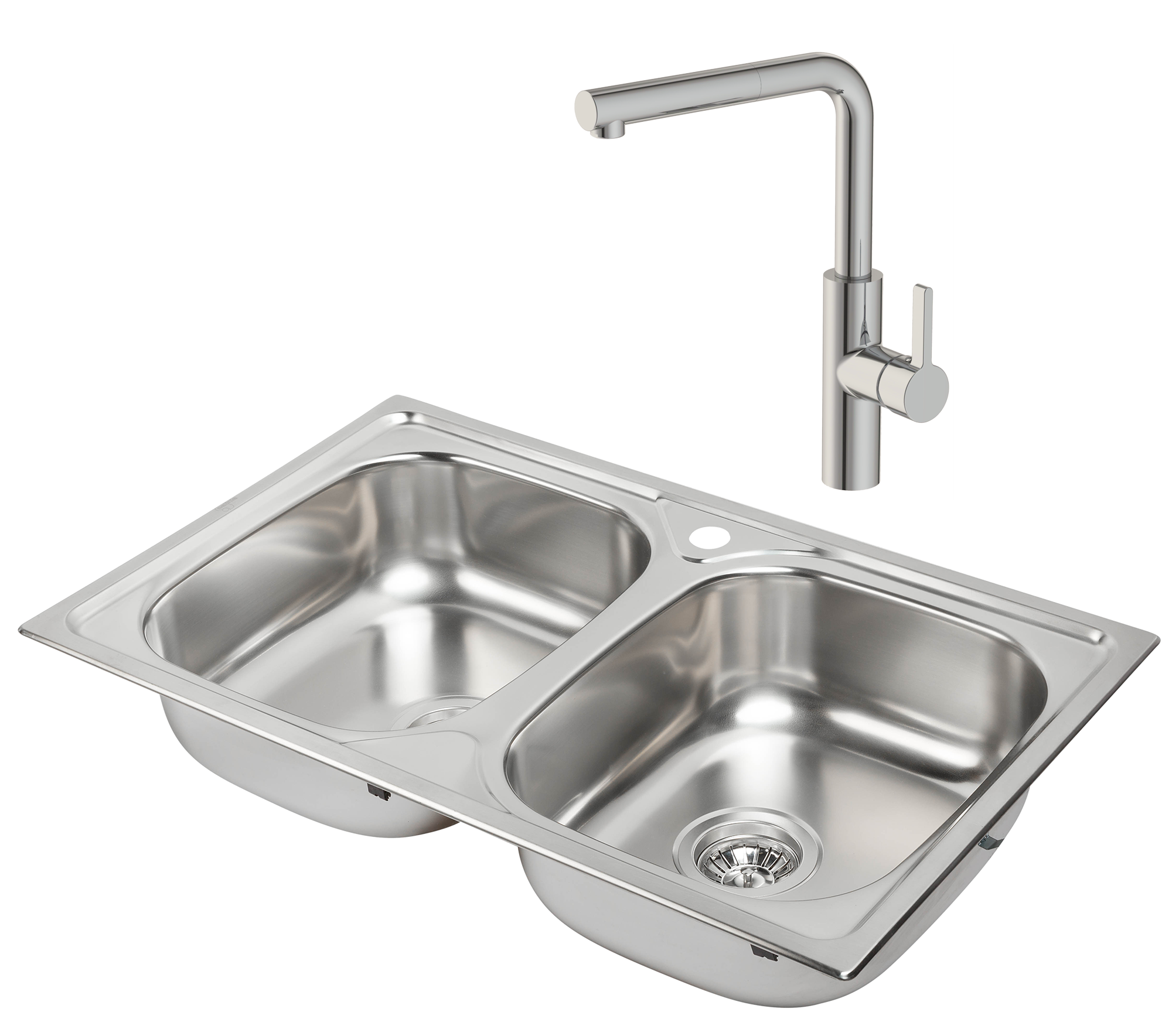 Conjunto fregadero porto 80 x 50 cm y grifo caño extraible emily