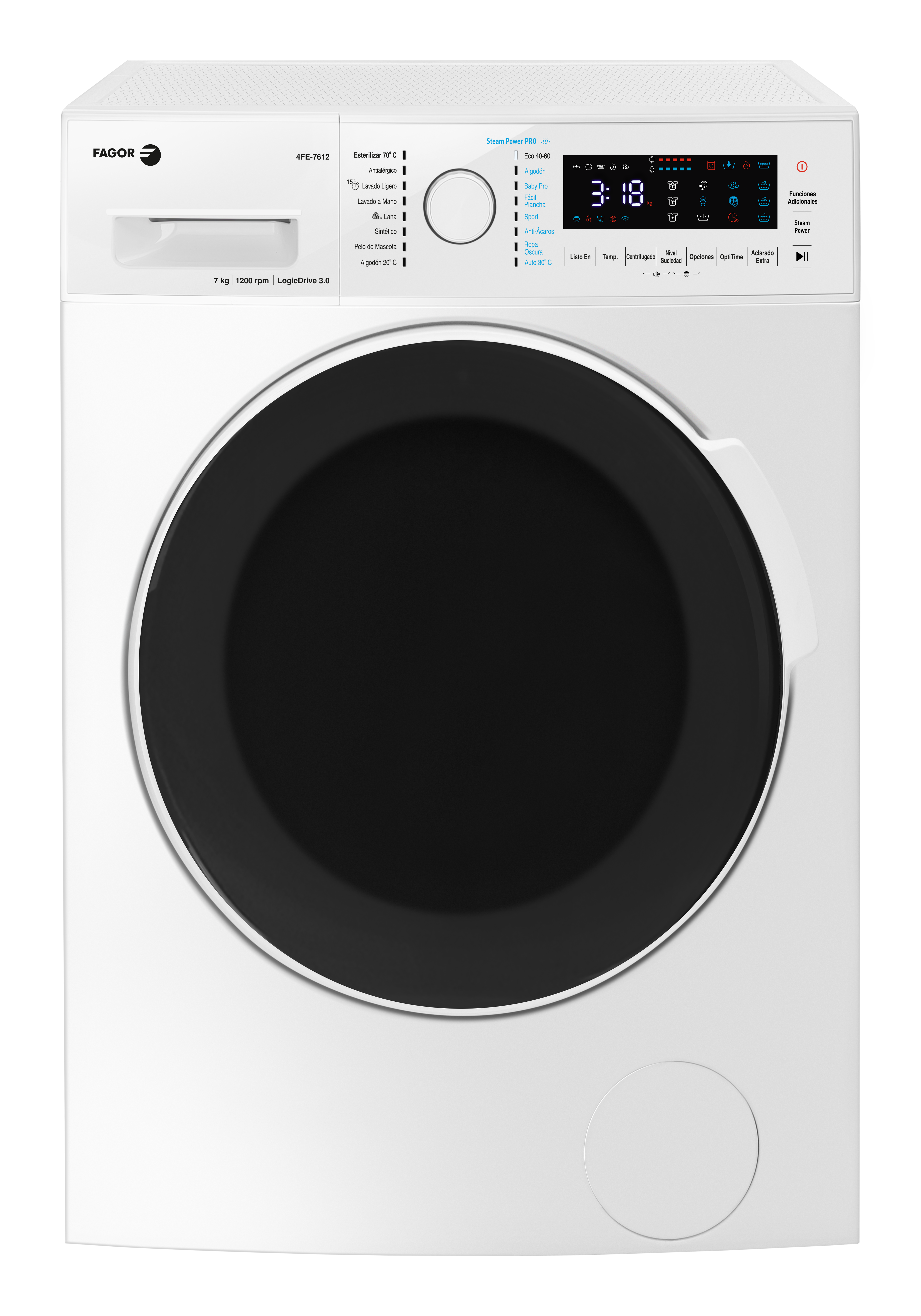 Lavadora fagor 4fe7612 de 7 kg de capacidad 1200 rpm clase b