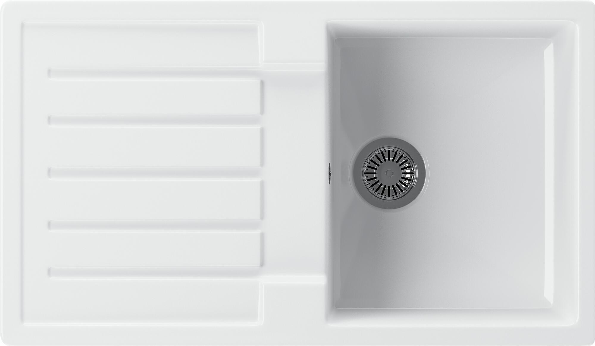 Fregadero de resina rectangular blanco interbany tacticos 86 x 49.6 cm