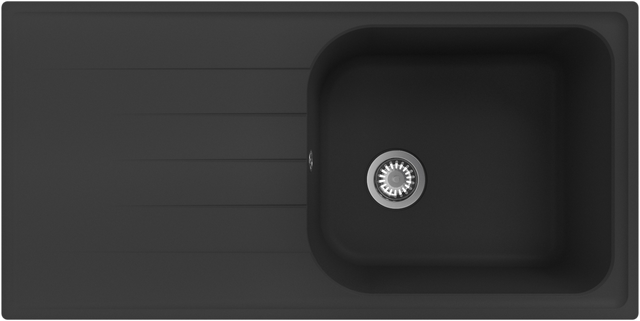Fregadero cocina Delinia Elbe enrasado 1 seno + escurridor 100x50 cm cuarzo negro mueble a partir de 45 cm