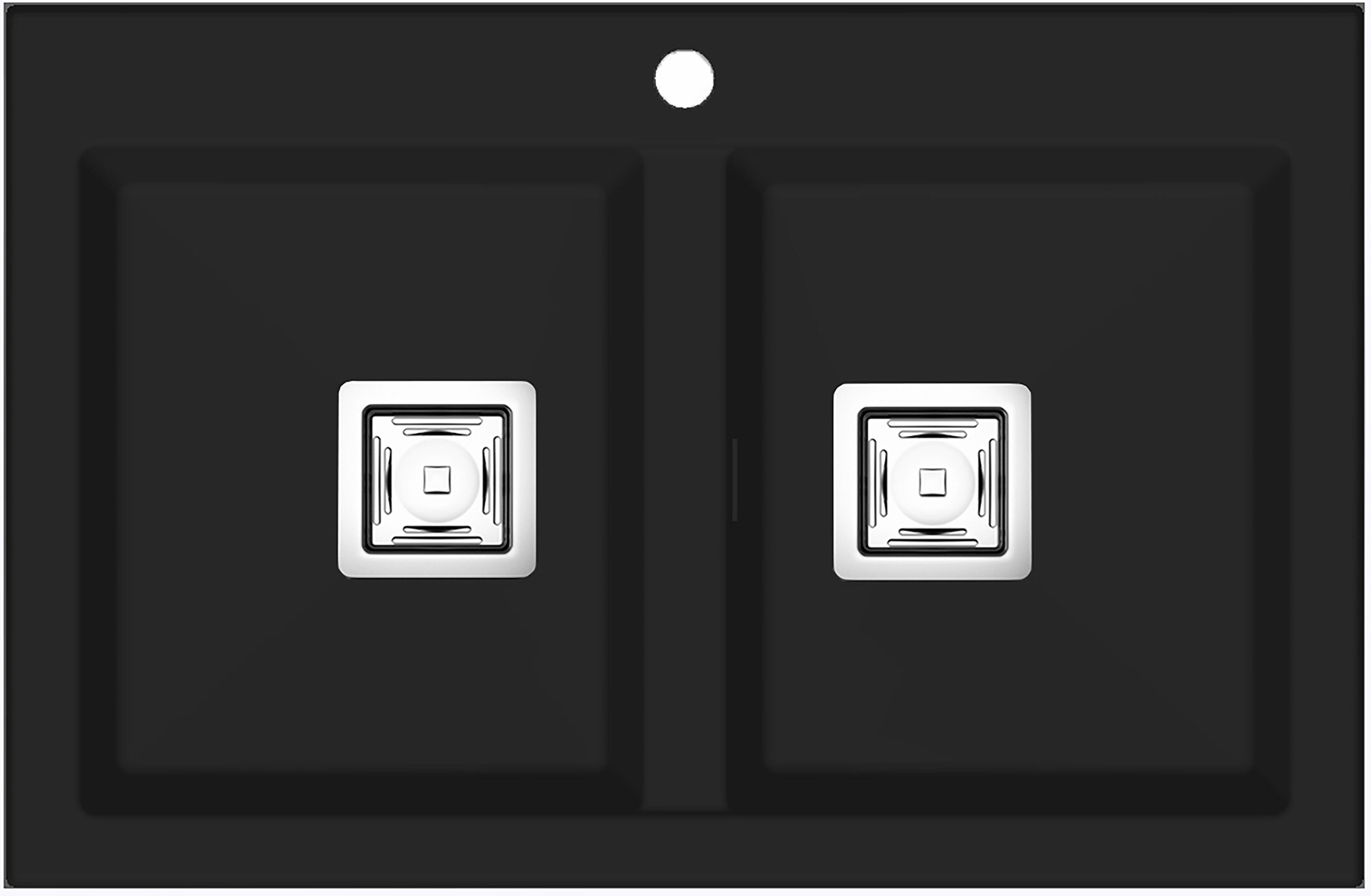 Fregadero 2 senos rectangular poalgi kobus hekla bajo basalt negro 80x52 cm