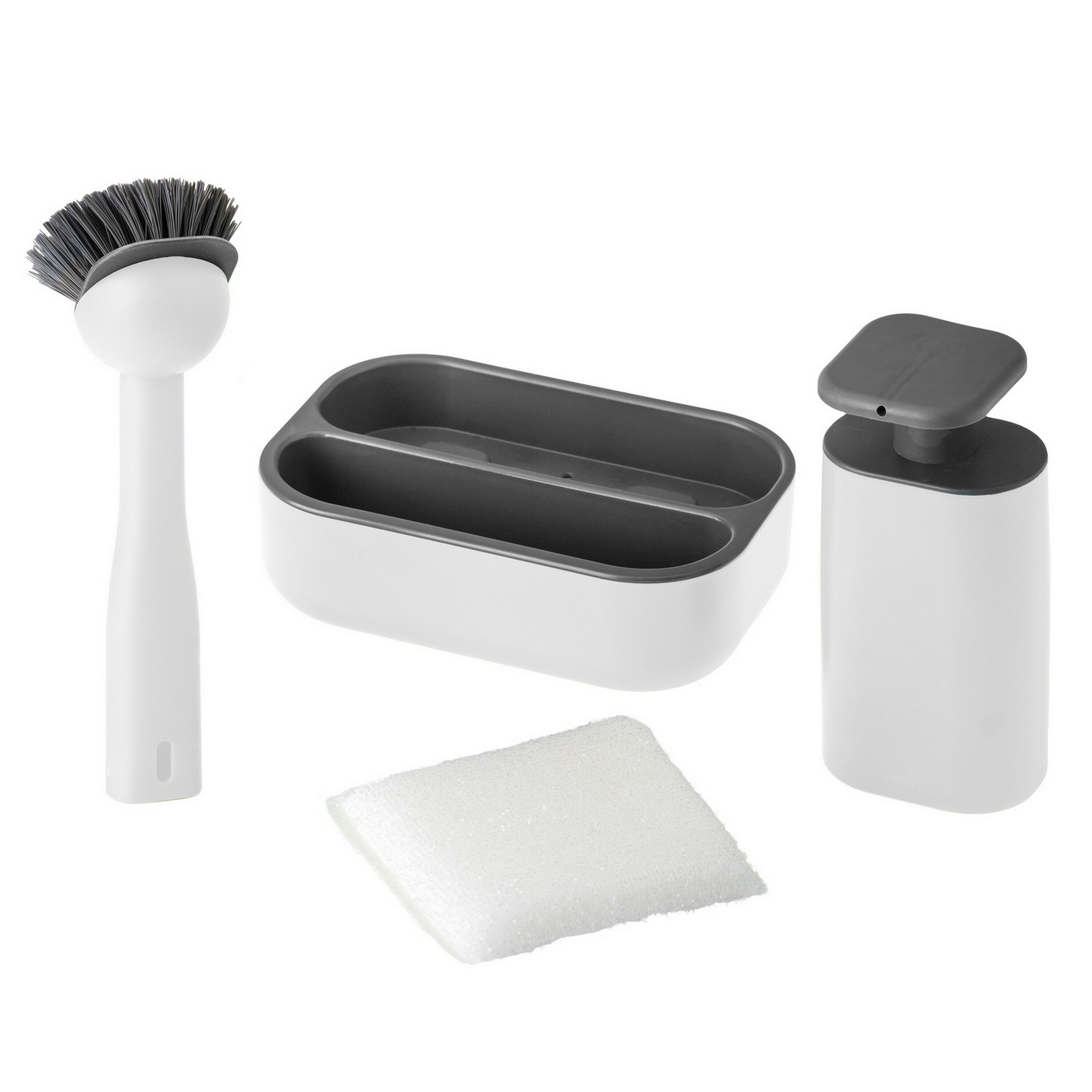 Set fregadero ren con dosificador de jabon blanco