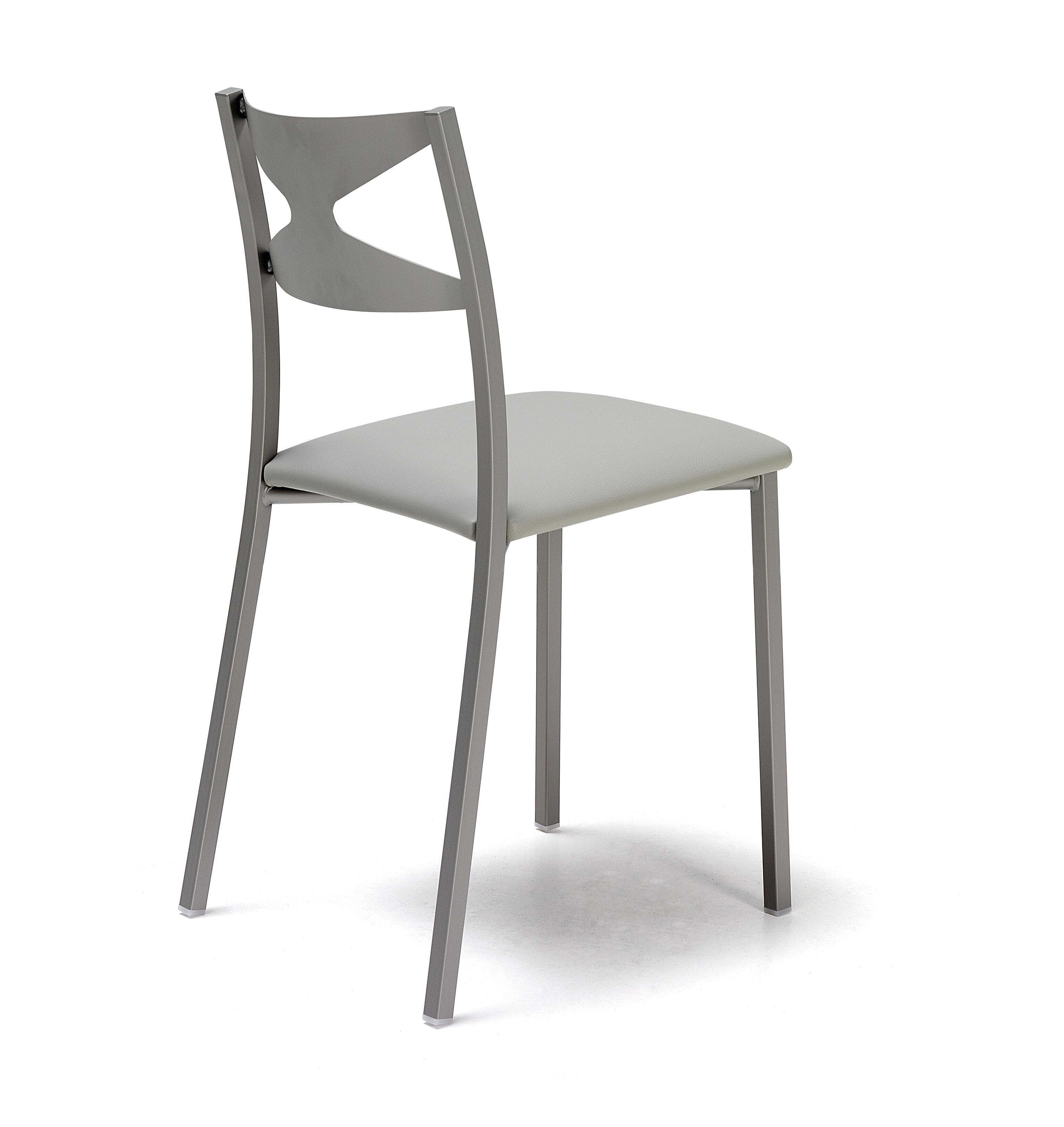 Silla kyra metal plata asiento polipiel blanco