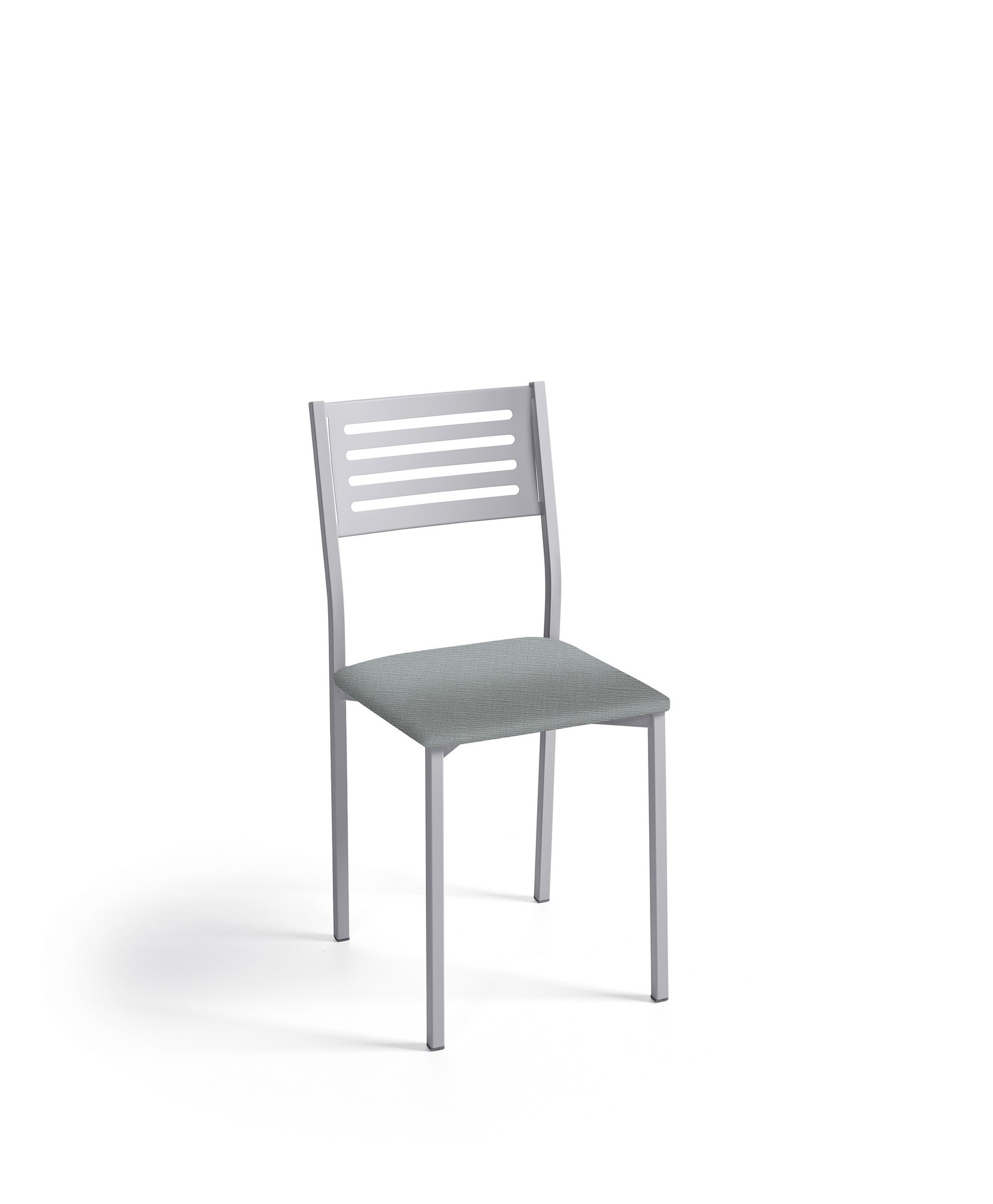 Silla de estructura color aluminio y asiento acero de 38 x 86 cm