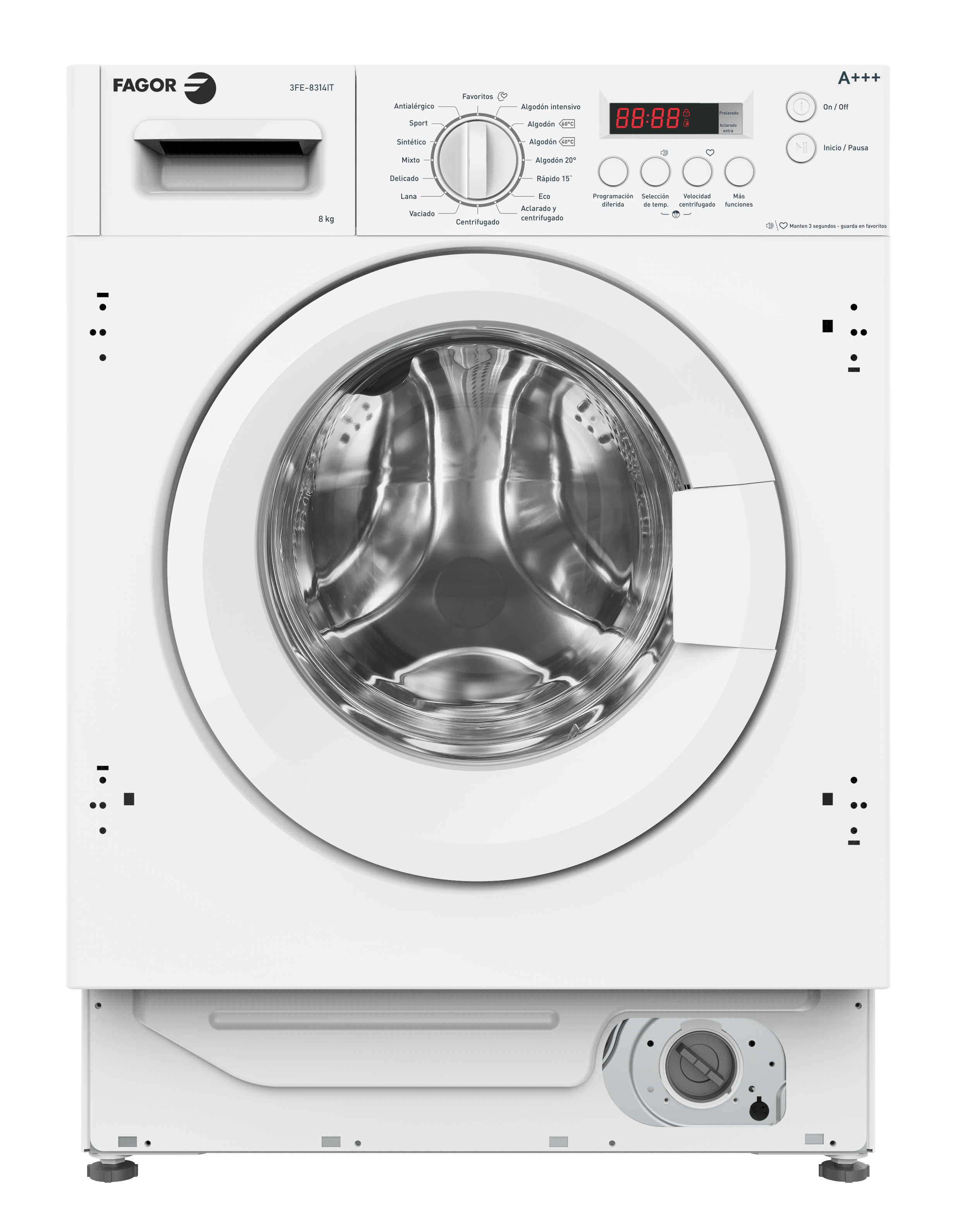 Lavadora fagor 3fe8414it de 8 kg de capacidad 1400 rpm clase b