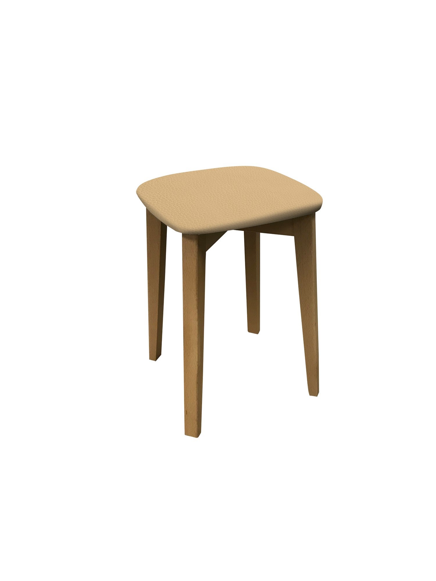 Taburete bajo de cocina zoe armazón haya color natural y asiento polipiel crema