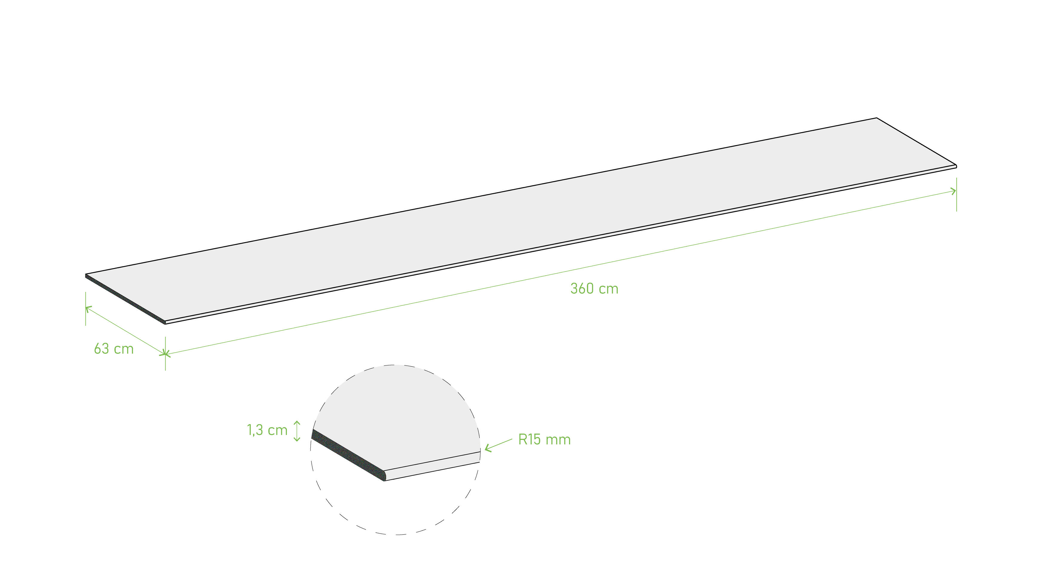 Encimera de cocina laminada compacta Milos marmol hades 360x63 cm espesor 13mm - 3