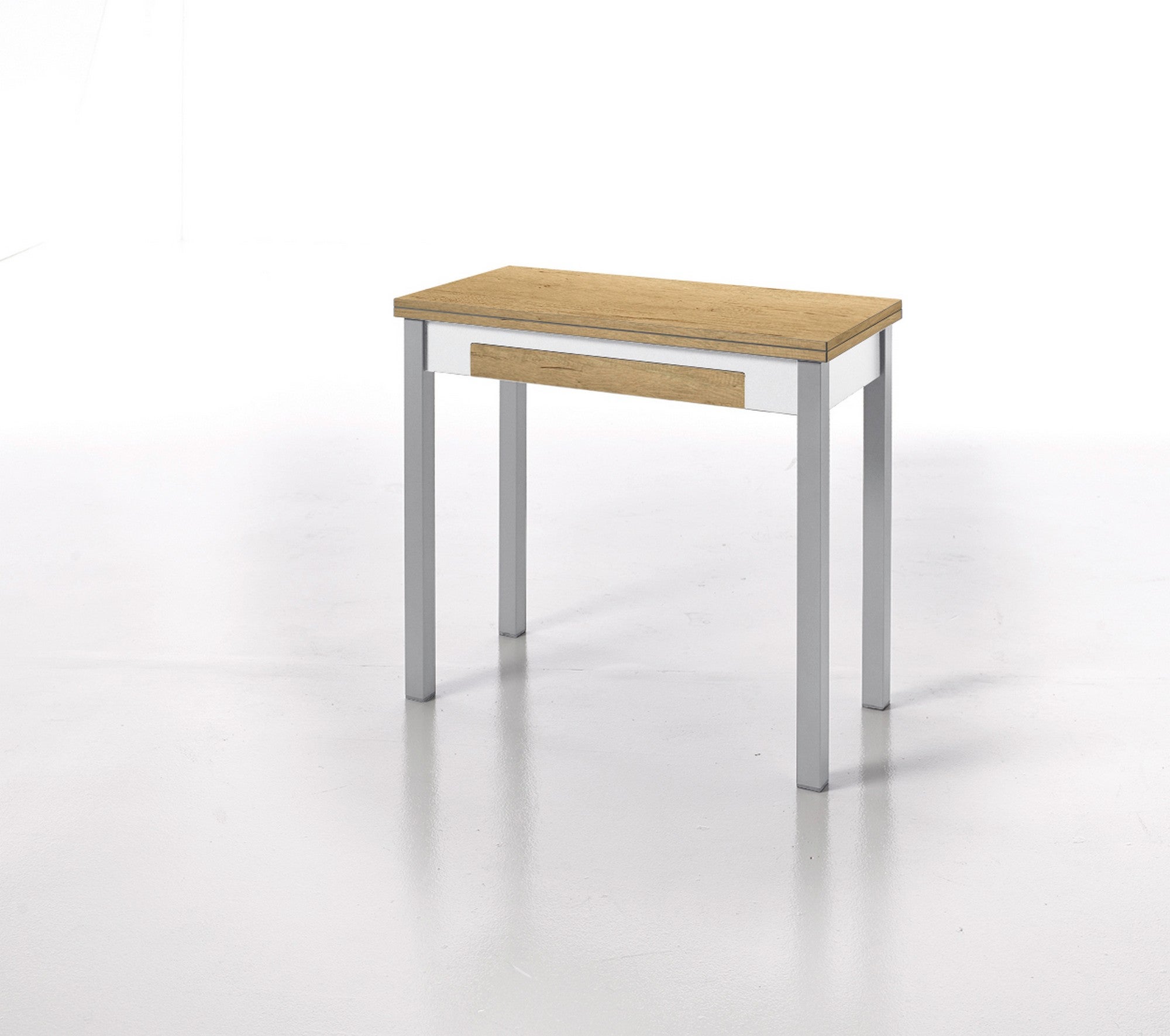 Mesa de cocina rectangular blanca y roble nube de 40 x 77 x 80 cm