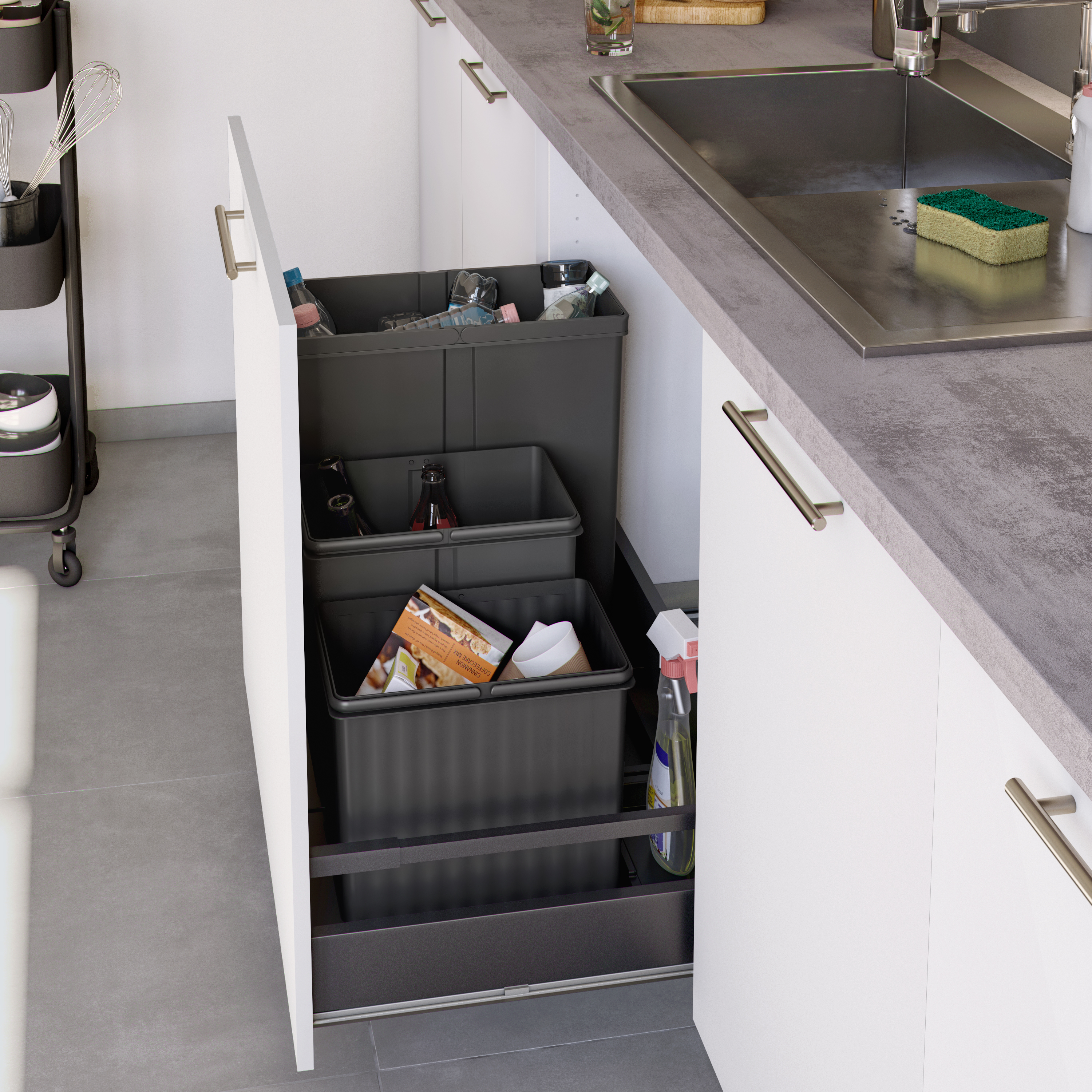 Balde de lixo DELINIA 18L CINZA E PRETO - 9