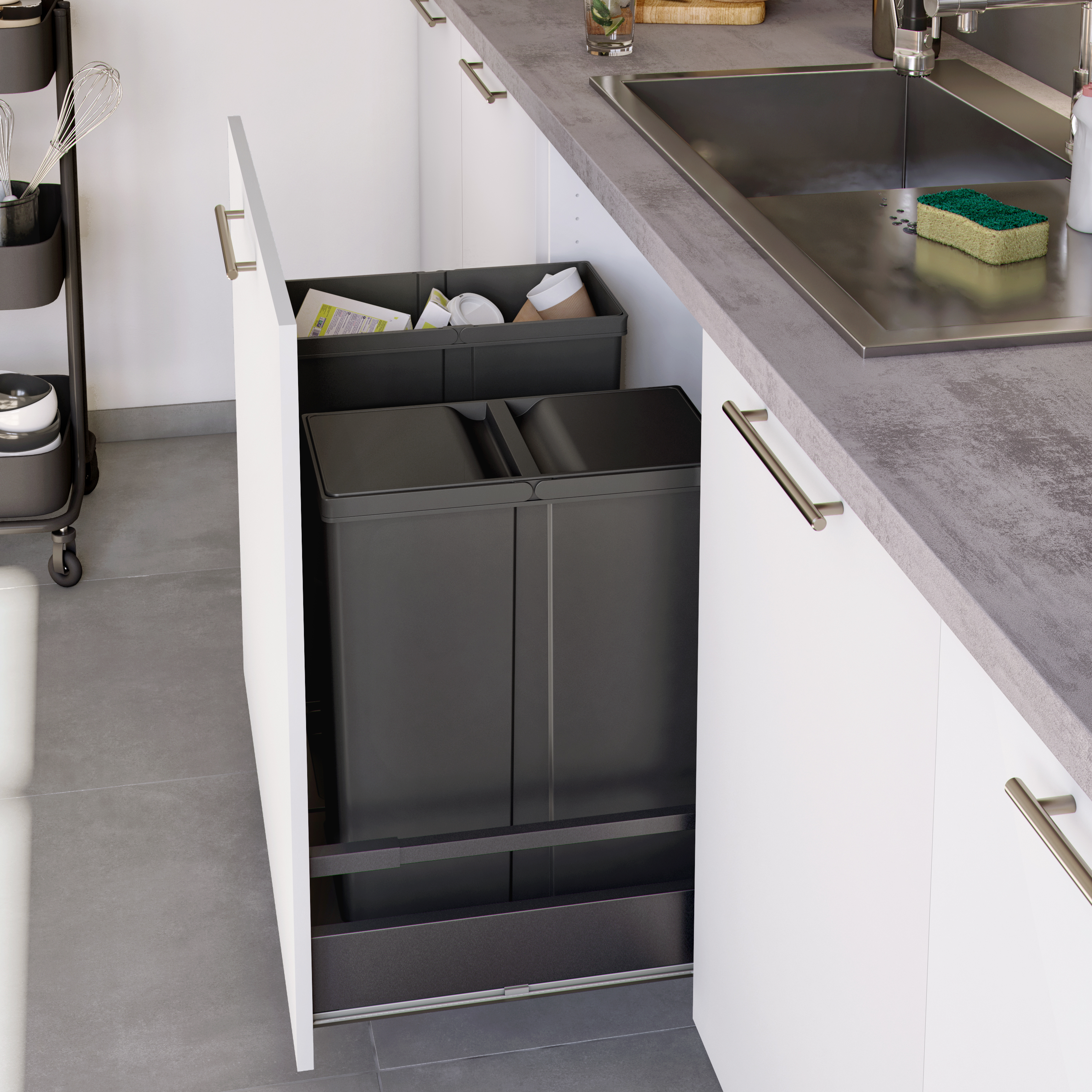 Tampa balde de lixo DELINIA 40L CINZA E PRETO - 3