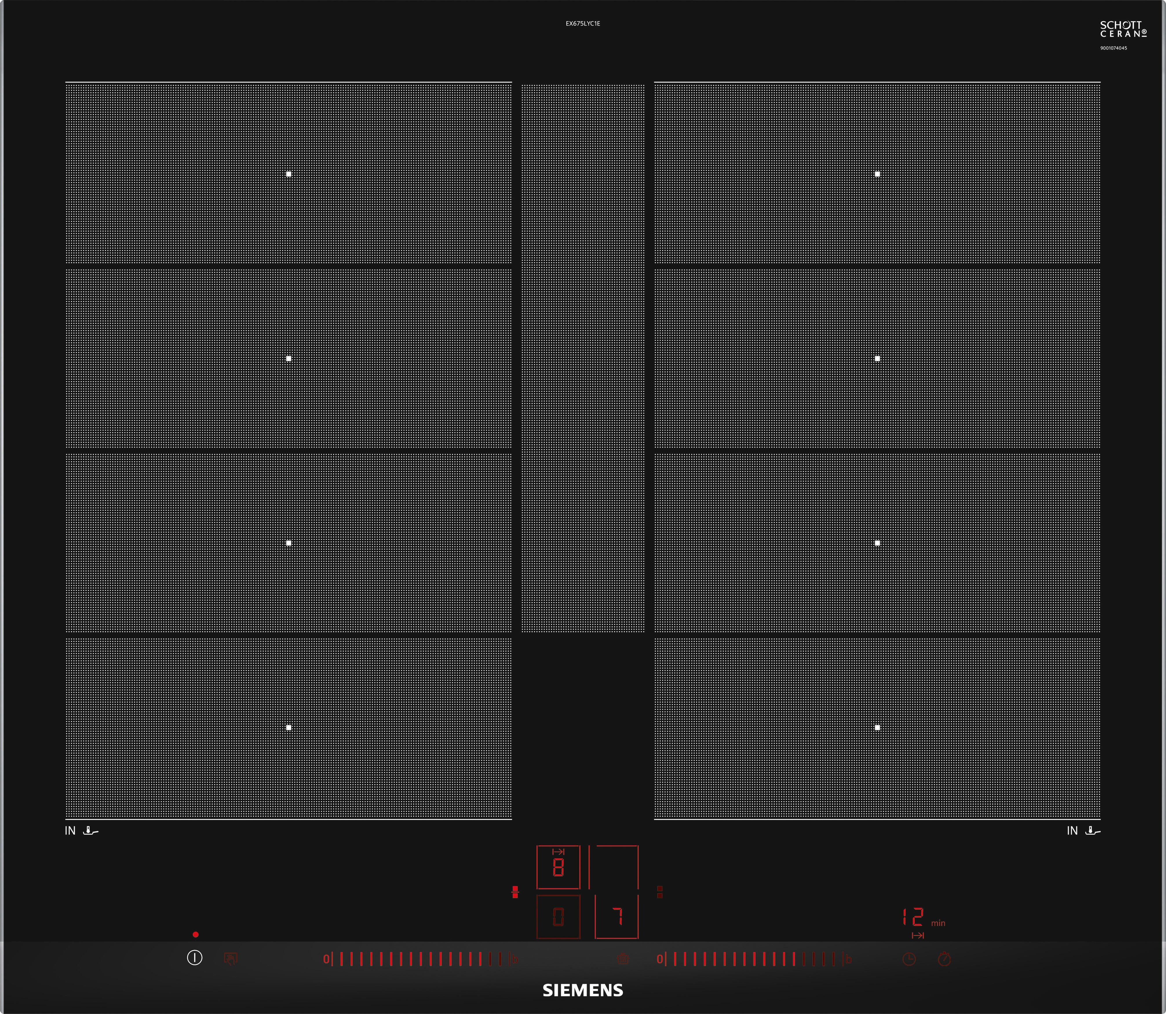 Siemens  Placa De Inducción Ex675lyc1e Con 3 Zonas De Cocción Y Zona Flex 7400 W 60Cm Negro , Leroy Merlin