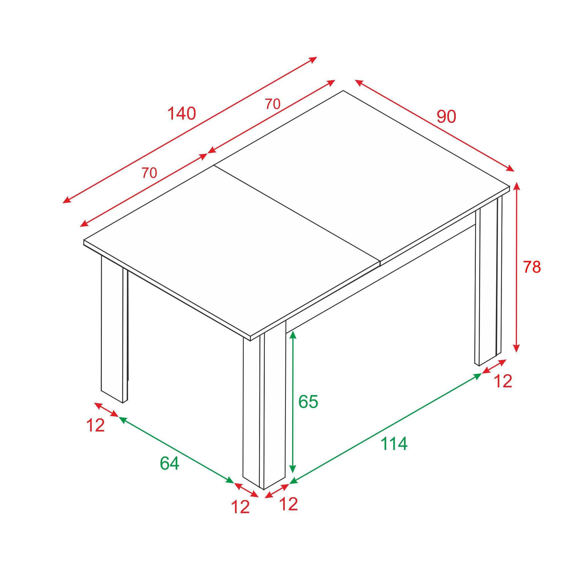 Mesa de comedor extensible Kendra blanco artik y roble (largo máximoxaltoxancho) - 2