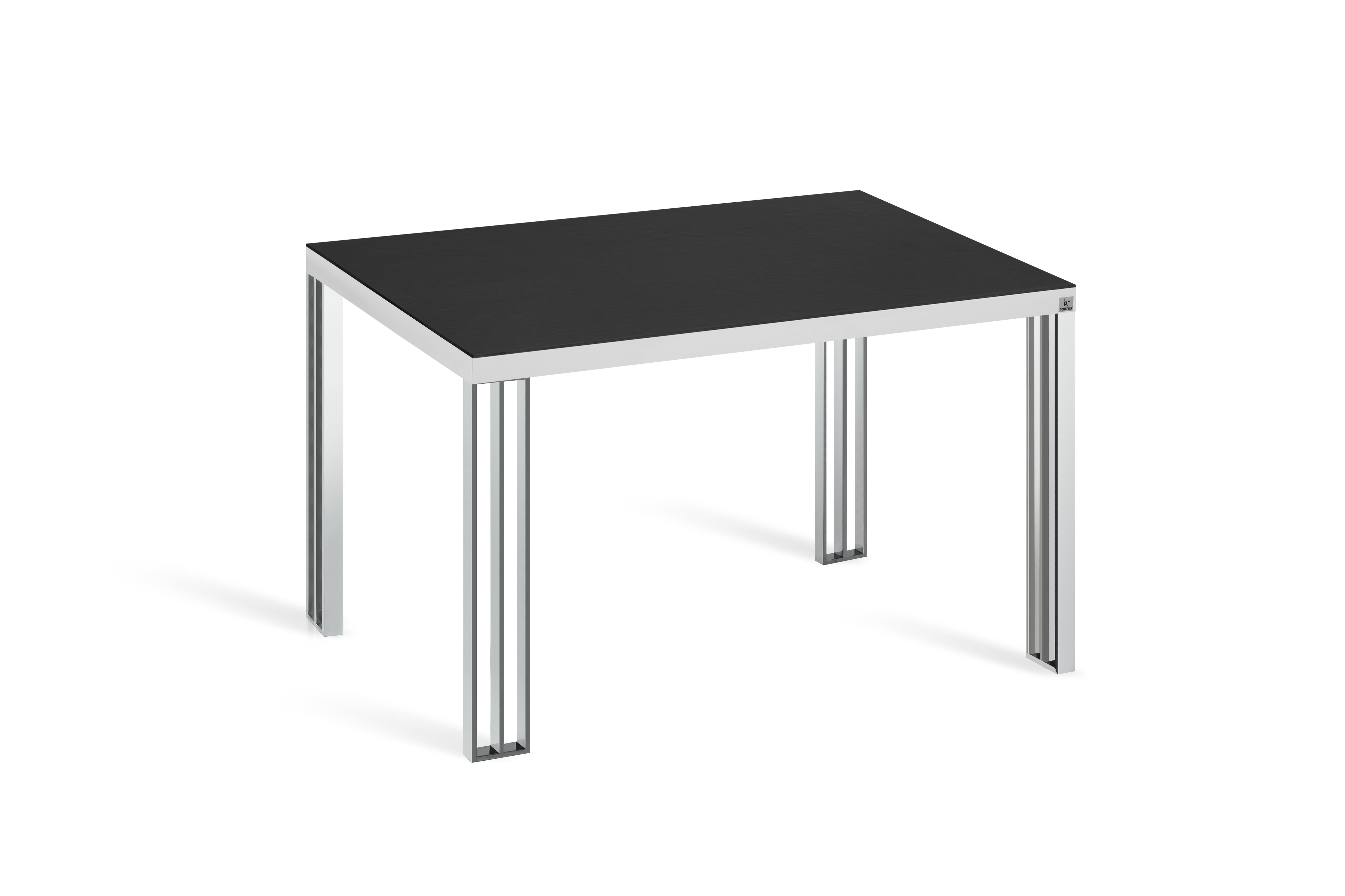 Mesa fija cacau 120x75 orla blanco con tablero dekton negro sirius