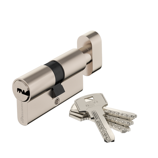 Cylindre de serrure STANDERS Ares à bouton L.30 + 30mm 4 clés