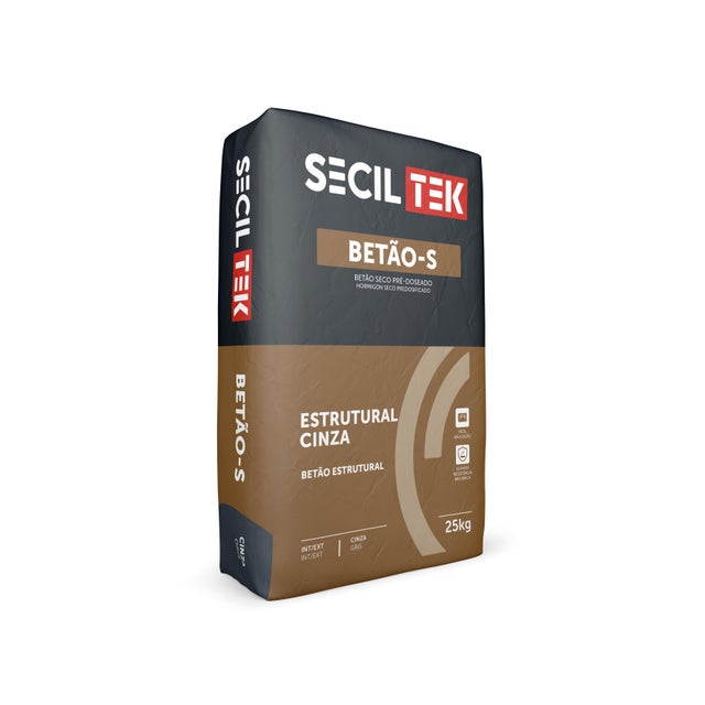 Betão S seco pré-doseado 25 kg cinza Seciltek