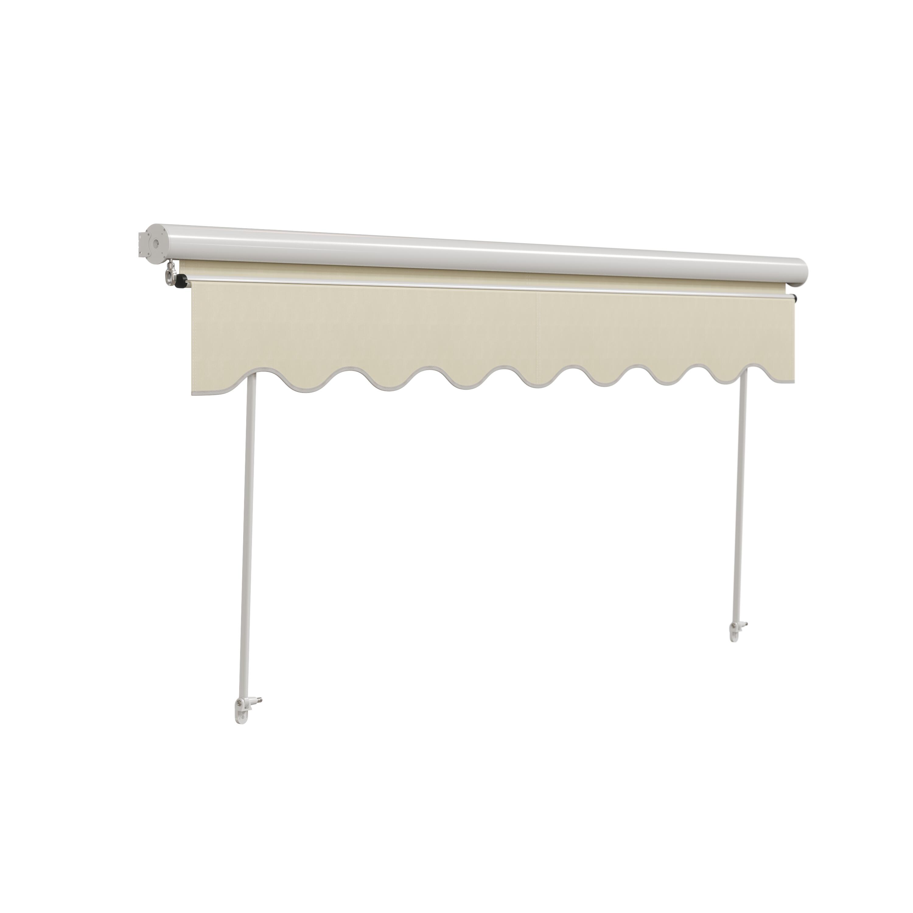 Toldo de tela plana com rolo manual semi-caixa branco 2.95x2.5 m liso bege Naterial Balcony - 2