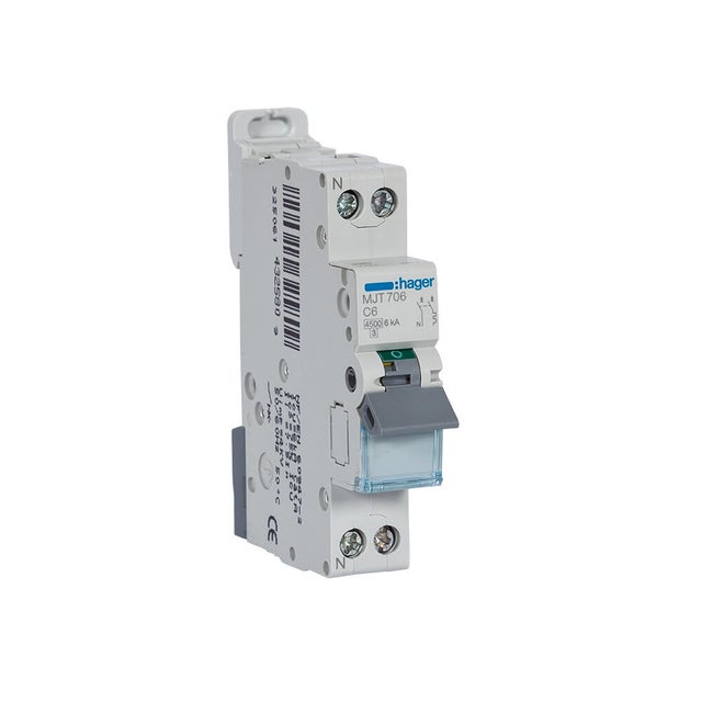 DISJUNTOR 1P+N 6A C 4,5/6KA HAGER