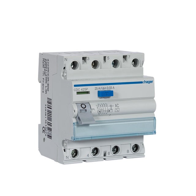 DIFERENCIAL 4P 25A 30mA tipo AC 4 MÓDULOS HAGER