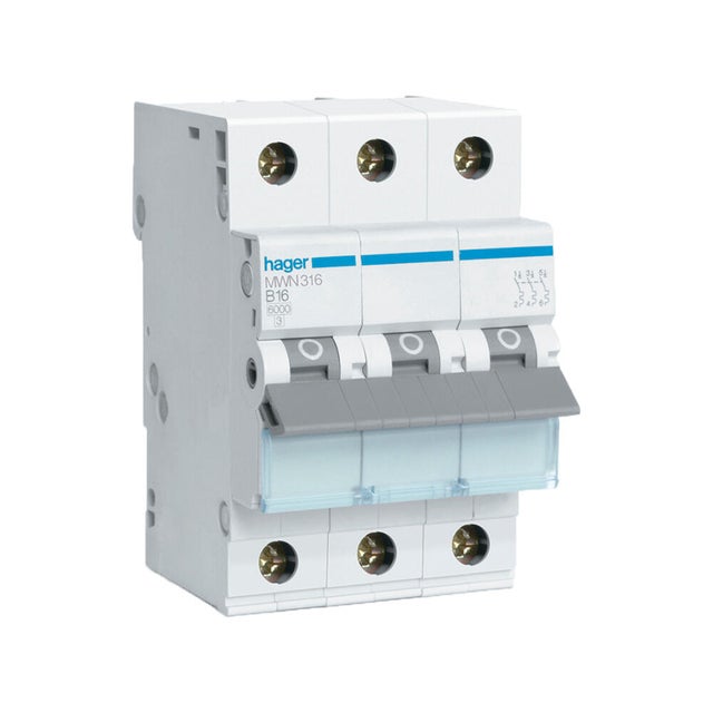 DISJUNTOR 3P 16A C 3kA 3 MÓDULOS HAGER