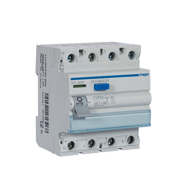 DIFERENCIAL 4P 25A 300mA AC 4 MÓDULOS HAGER